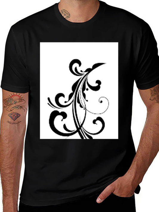 Black T-Shirt with Floral Design