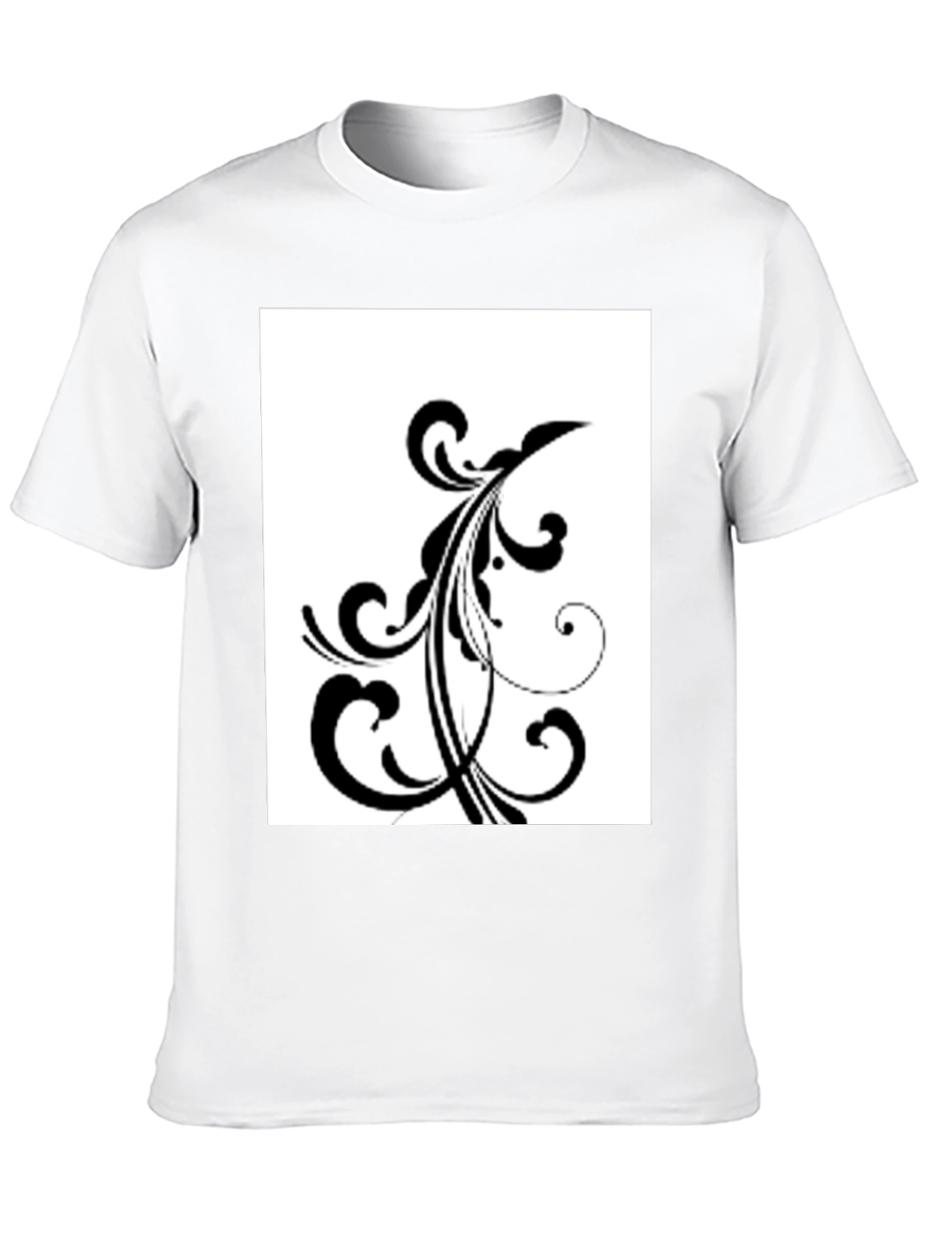Black T-Shirt with Floral Design