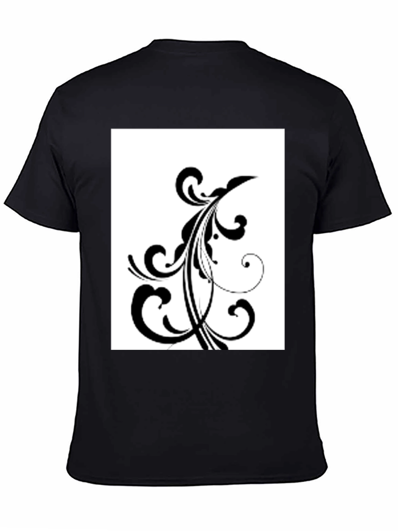 Black T-Shirt with Floral Design