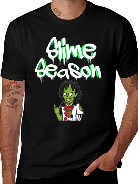Slime Season Graphic Print Black T-Shirt