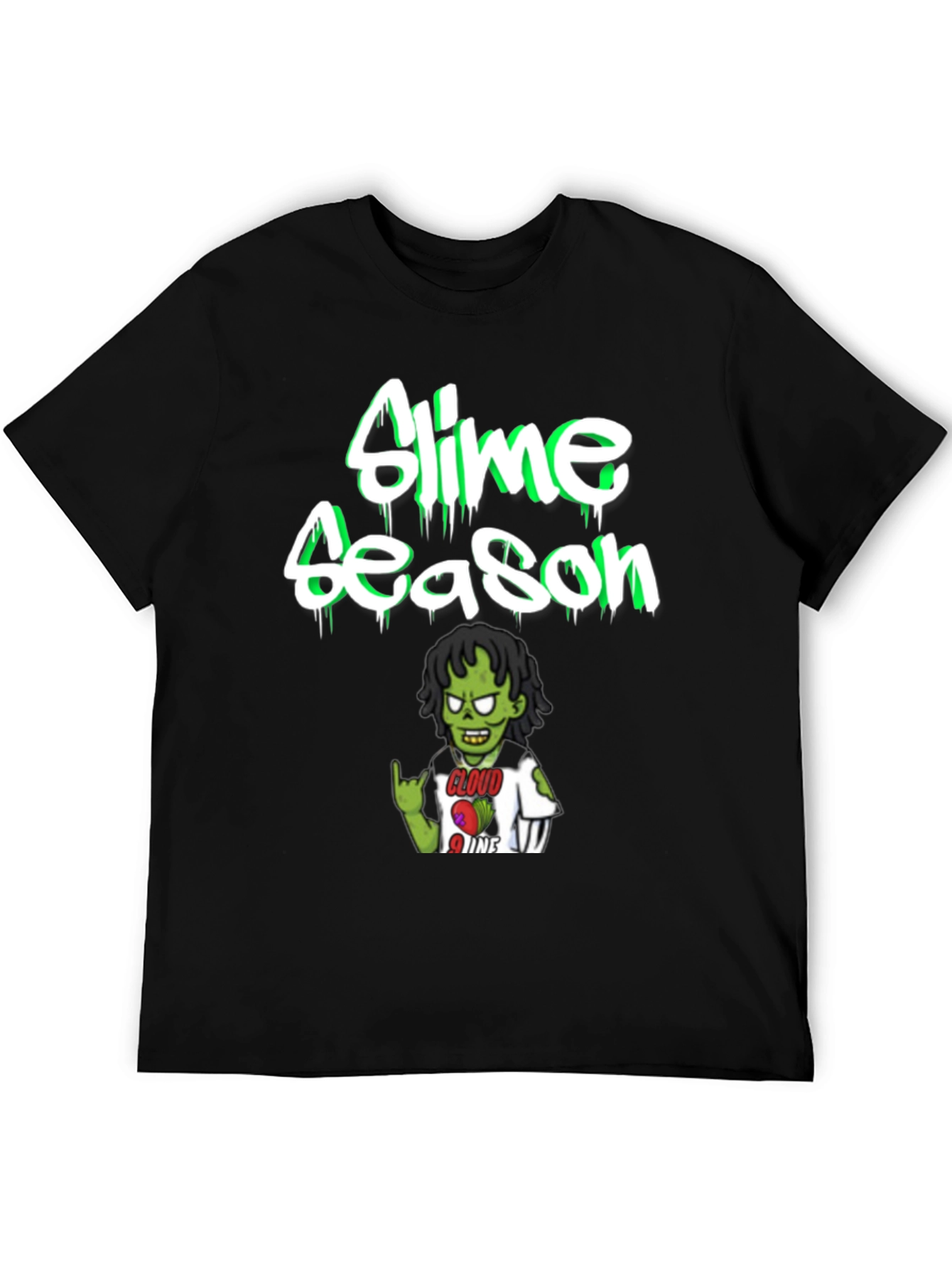 Slime Season Graphic Print Black T-Shirt