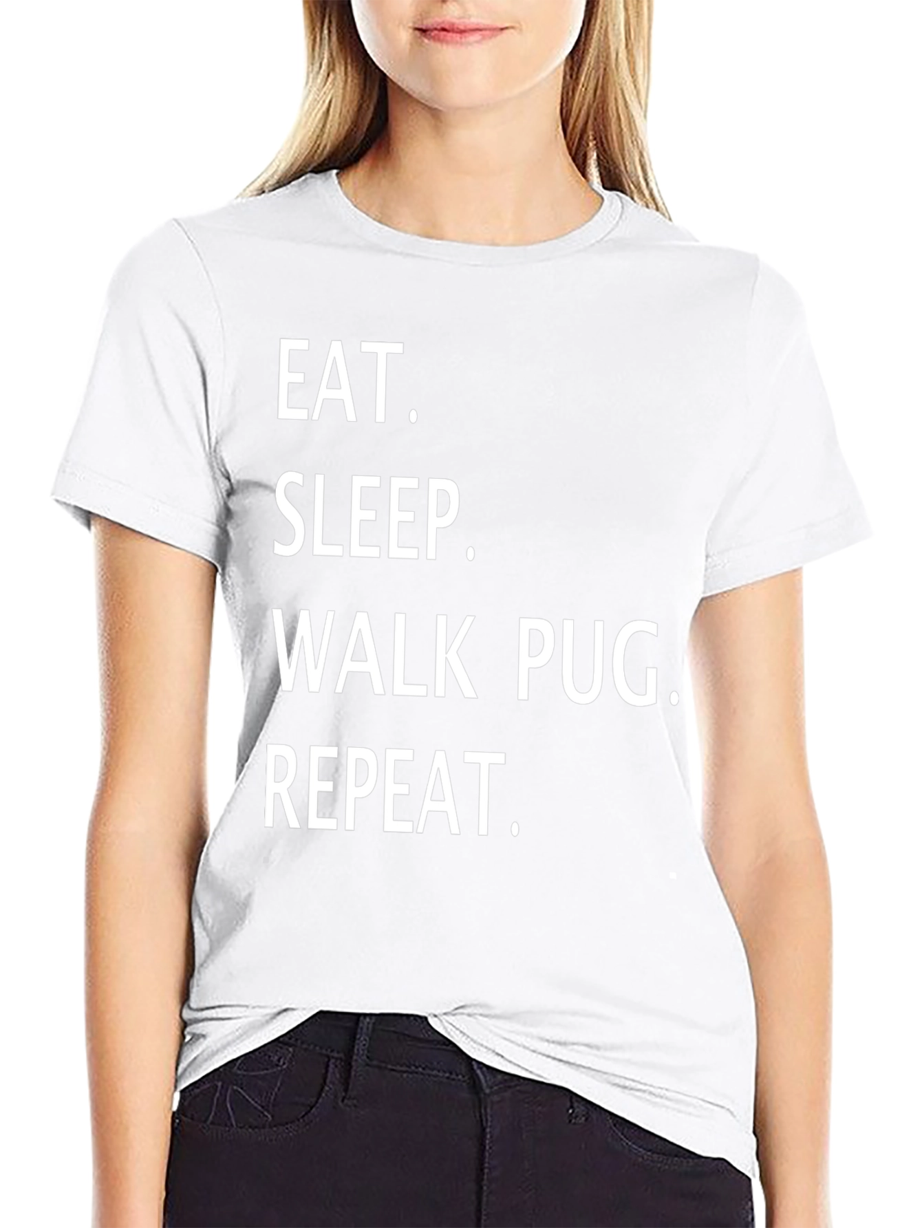 Eat Sleep Walk Pug Repeat Graphic Tee