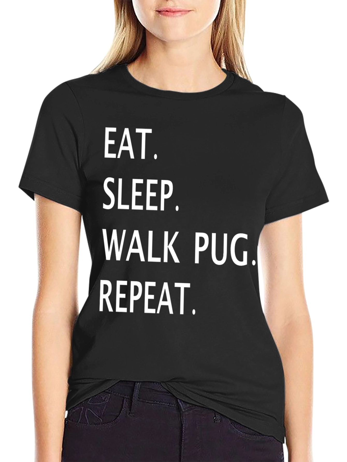 Eat Sleep Walk Pug Repeat Graphic Tee