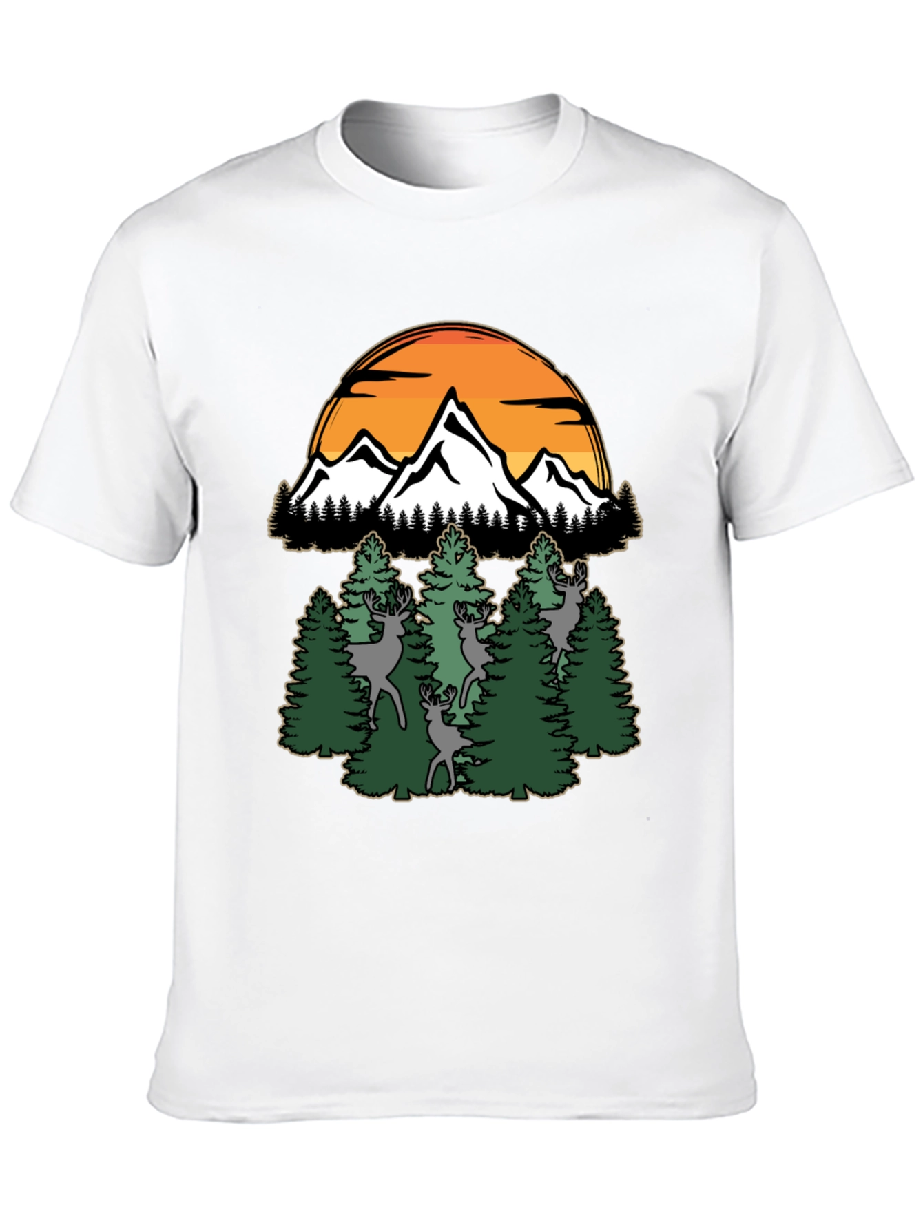 Mountain & Deer Graphic T-Shirt