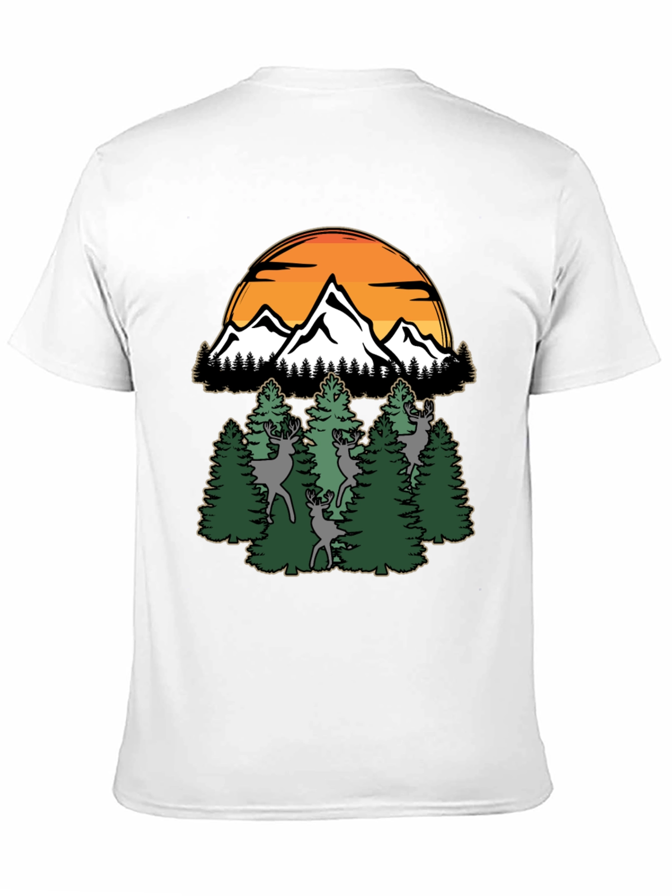 Mountain & Deer Graphic T-Shirt