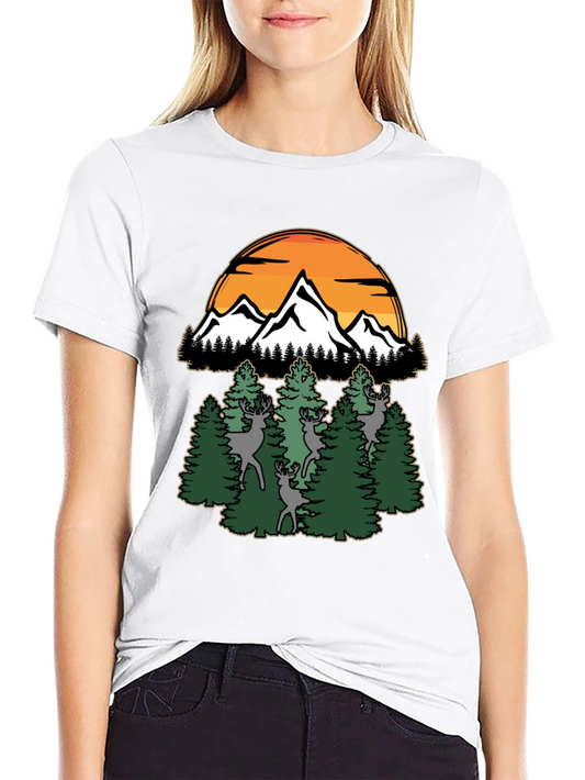 Mountain & Deer Graphic T-Shirt