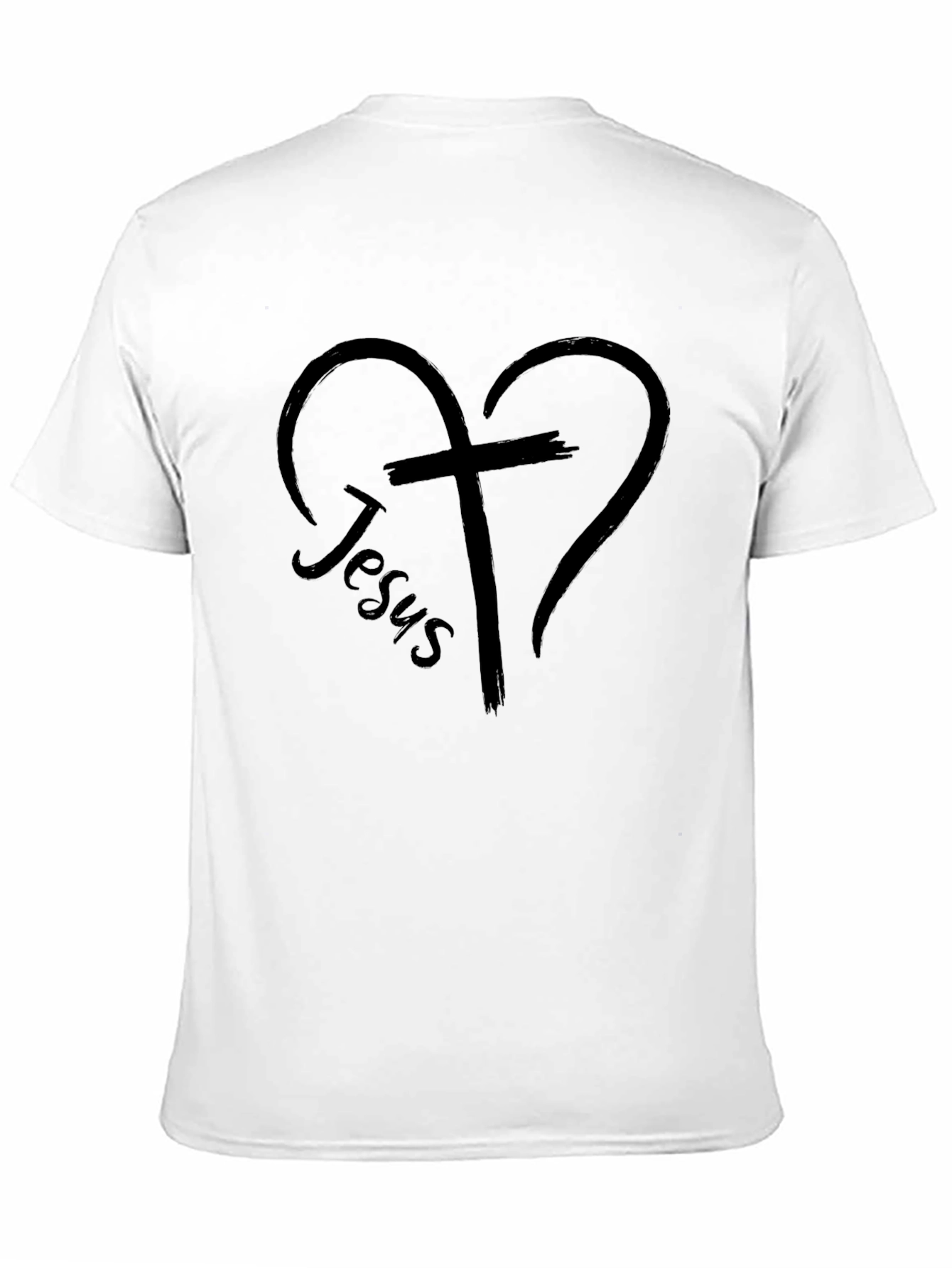 Faith-Inspired Jesus Heart Cross Black T-Shirt