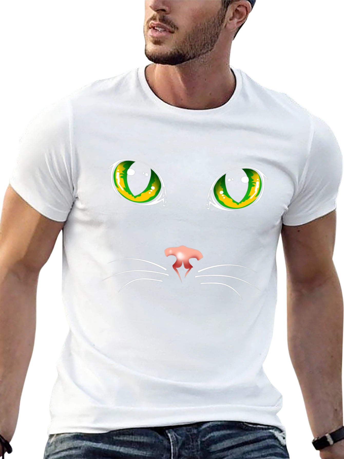 Black Cat Face Graphic T-Shirt