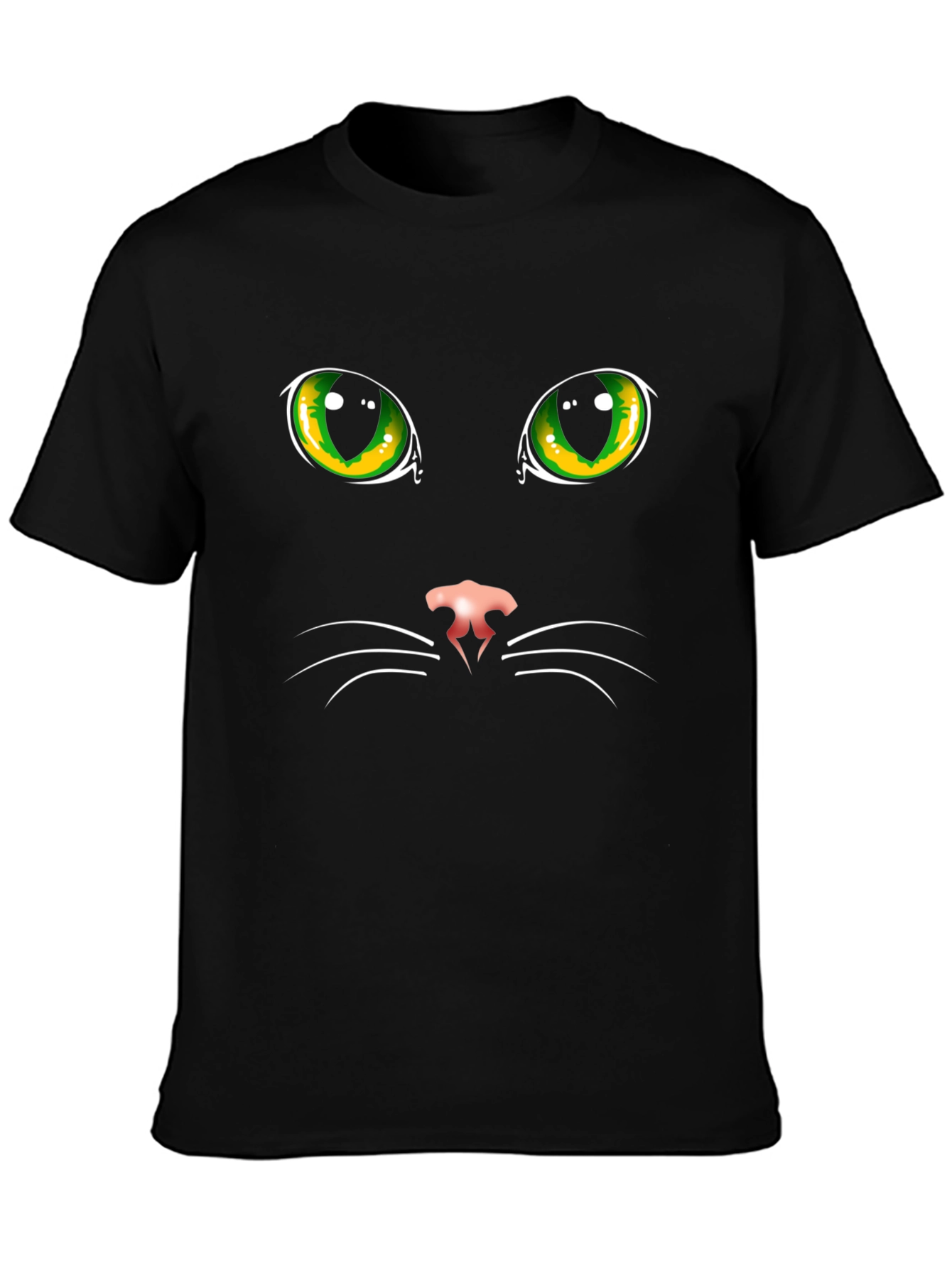 Black Cat Face Graphic T-Shirt