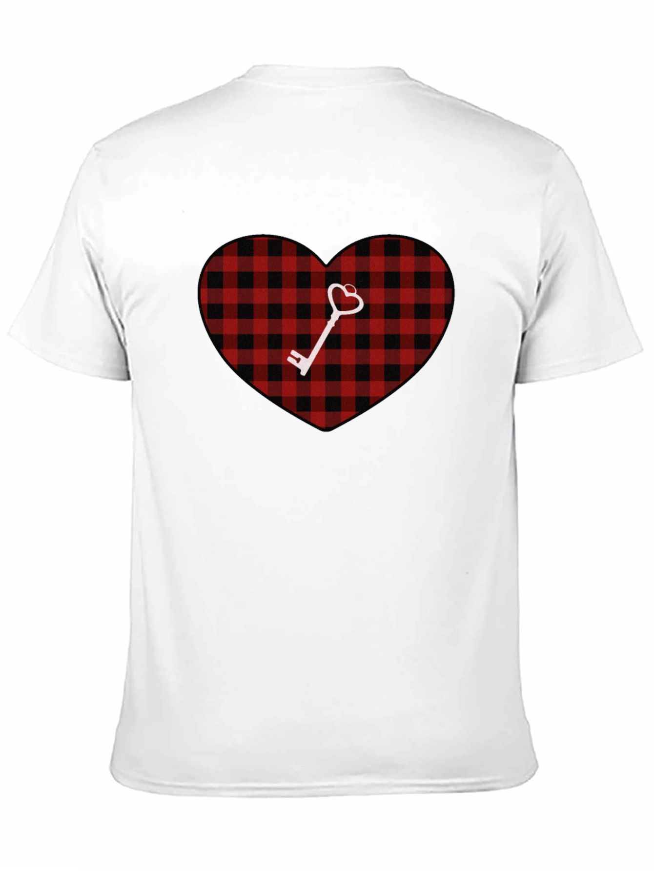 Plaid Heart & Key Graphic T-Shirt