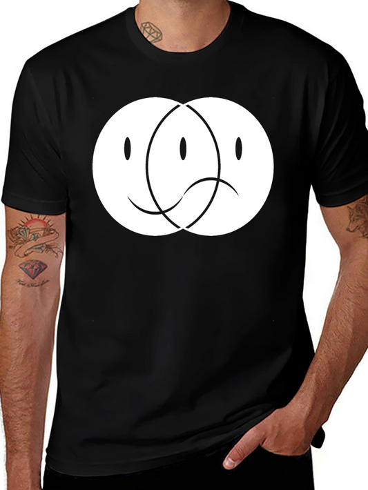 Dual Emotion Graphic Tee - Black Cotton T-Shirt
