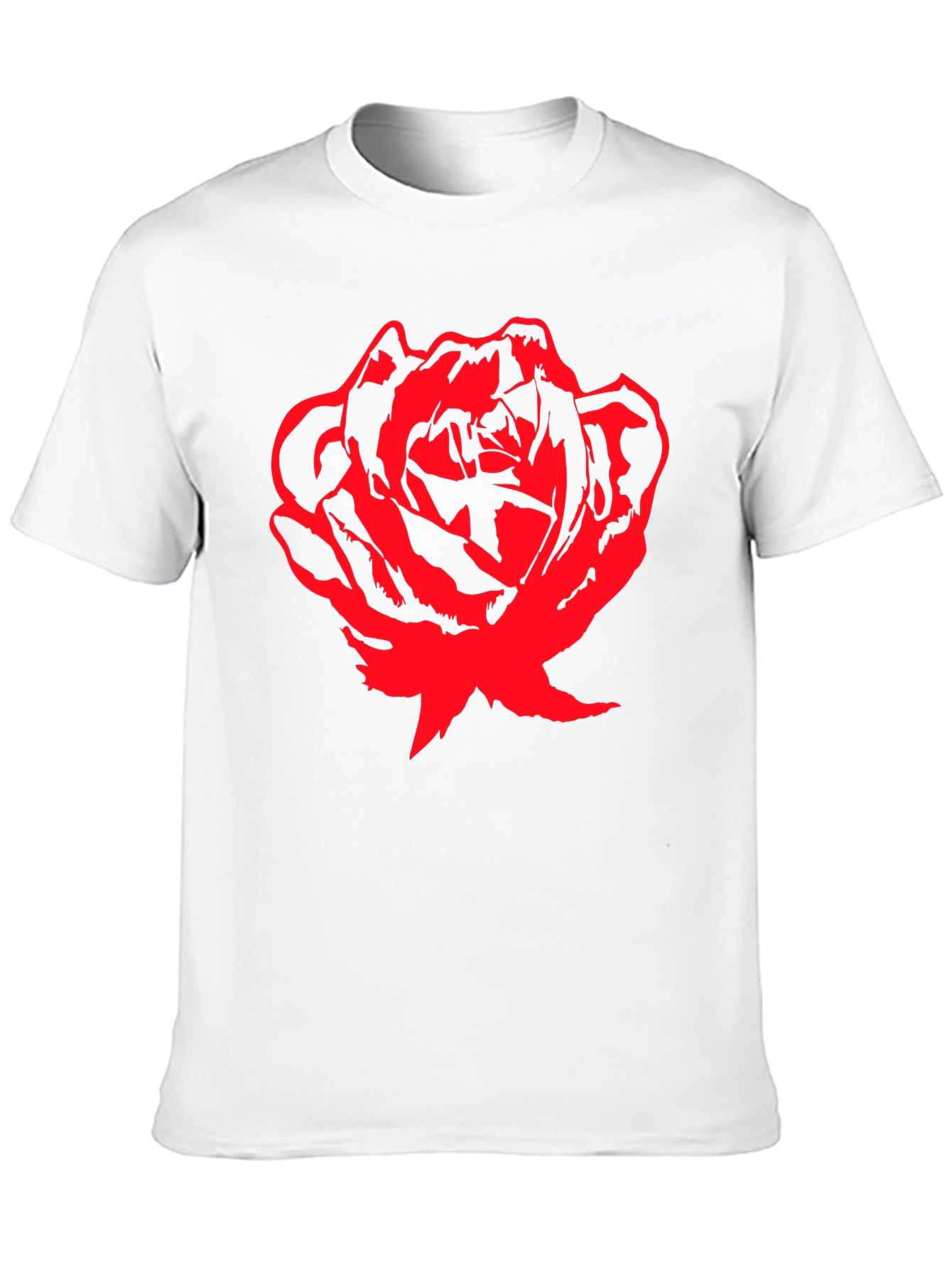 Bold Red Rose Graphic T-Shirt - Black Cotton Tee