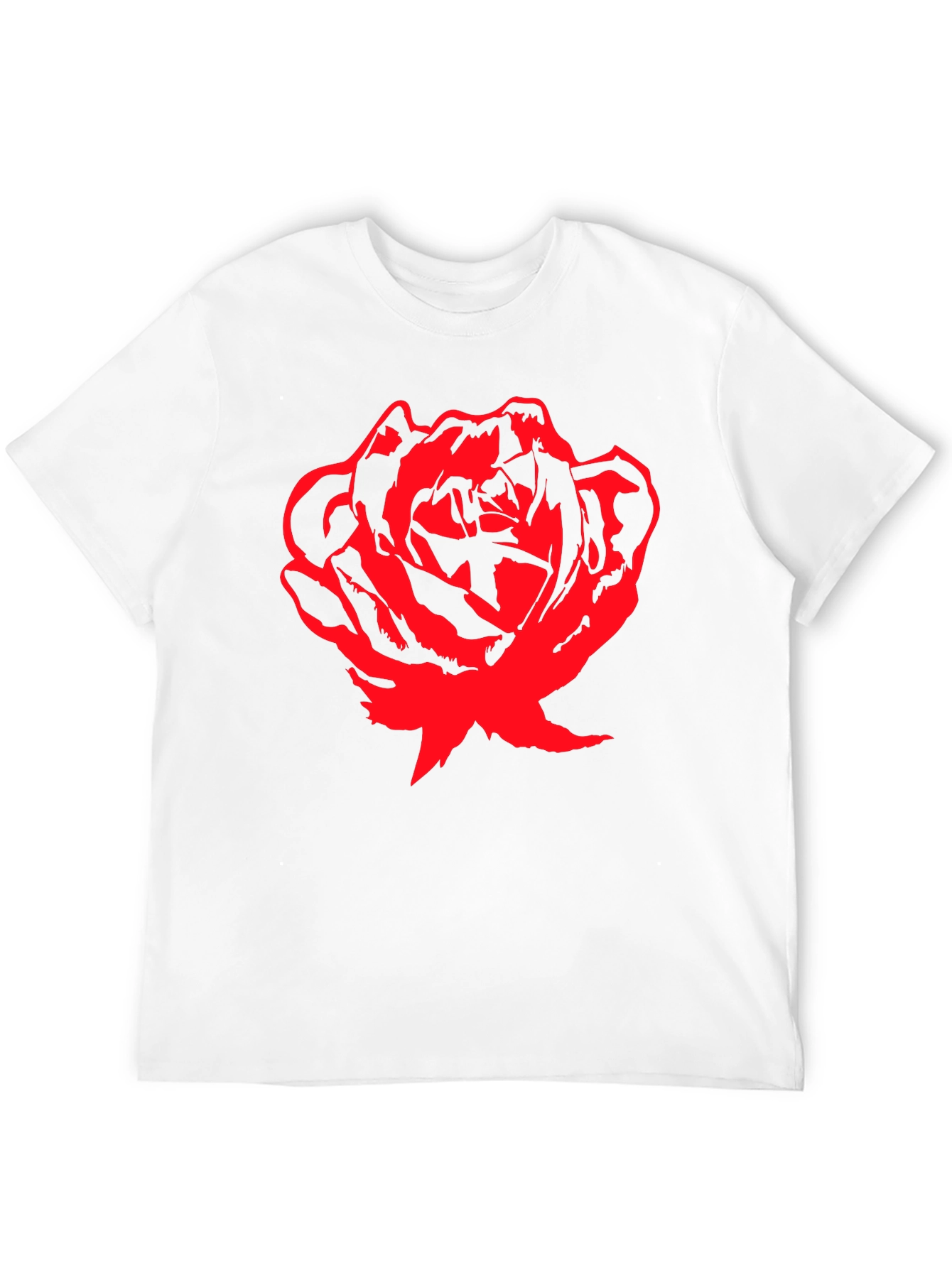 Bold Red Rose Graphic T-Shirt - Black Cotton Tee
