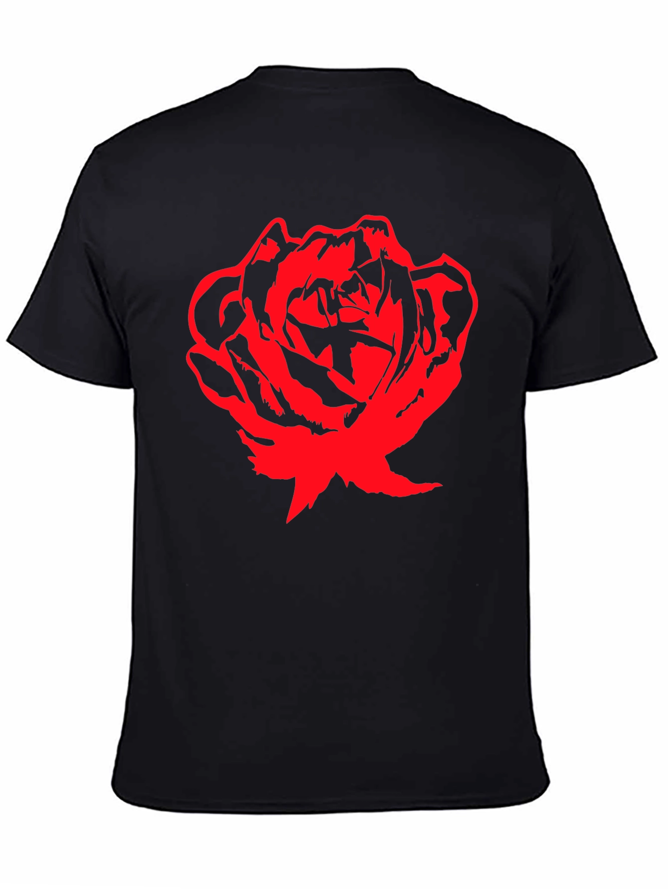 Bold Red Rose Graphic T-Shirt - Black Cotton Tee