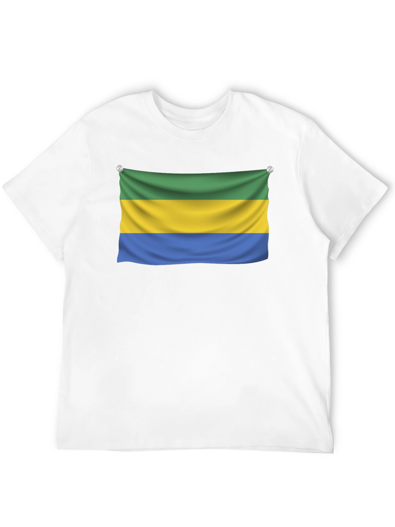 Gabon Flag T-Shirt - Black Crew Neck Tee