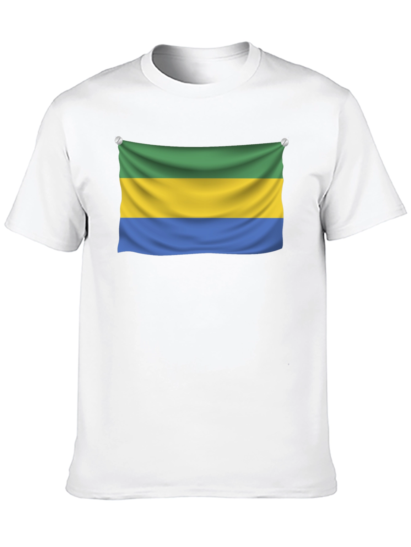 Gabon Flag T-Shirt - Black Crew Neck Tee