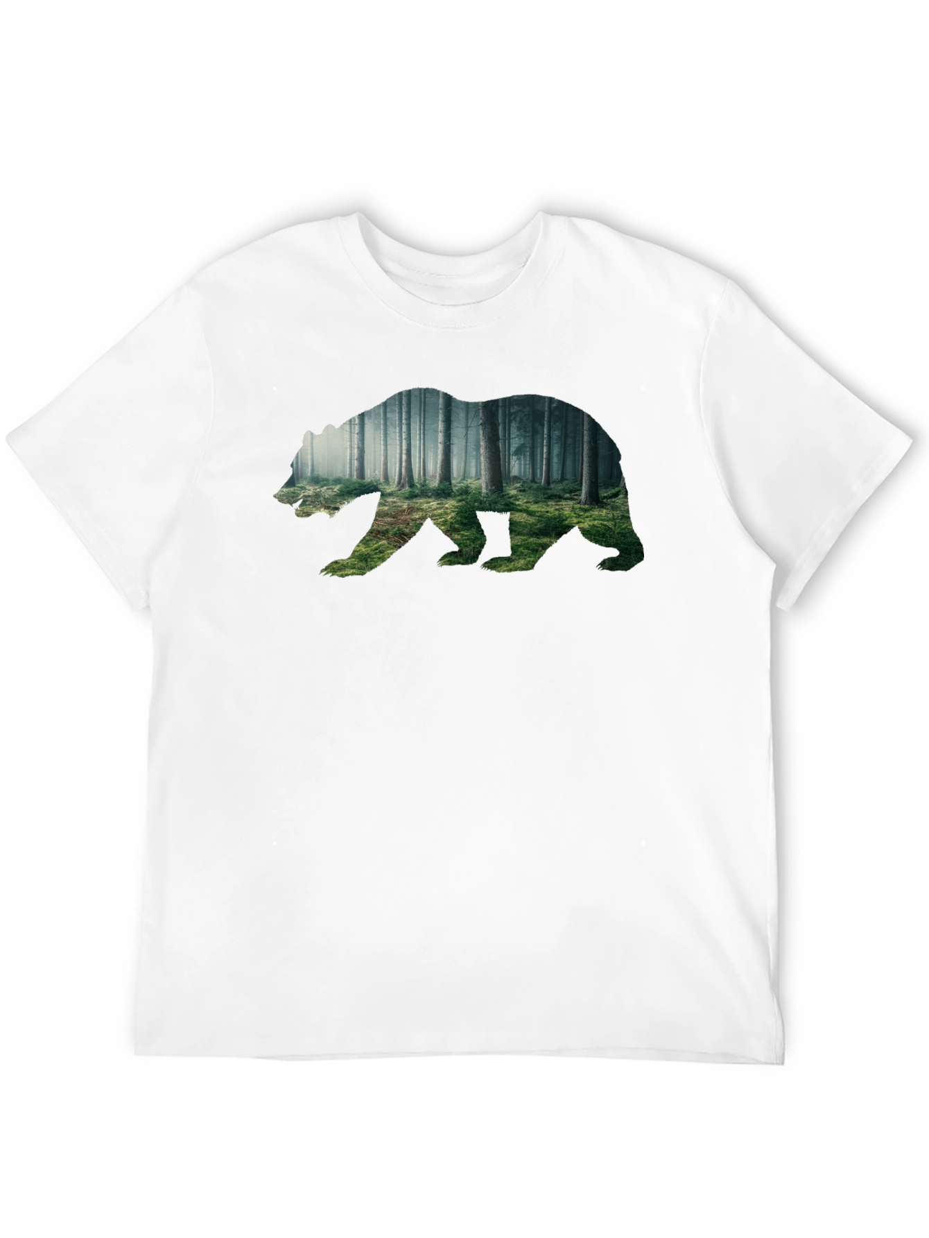 Nature Bear Graphic Tee - Soft Black Cotton Shirt