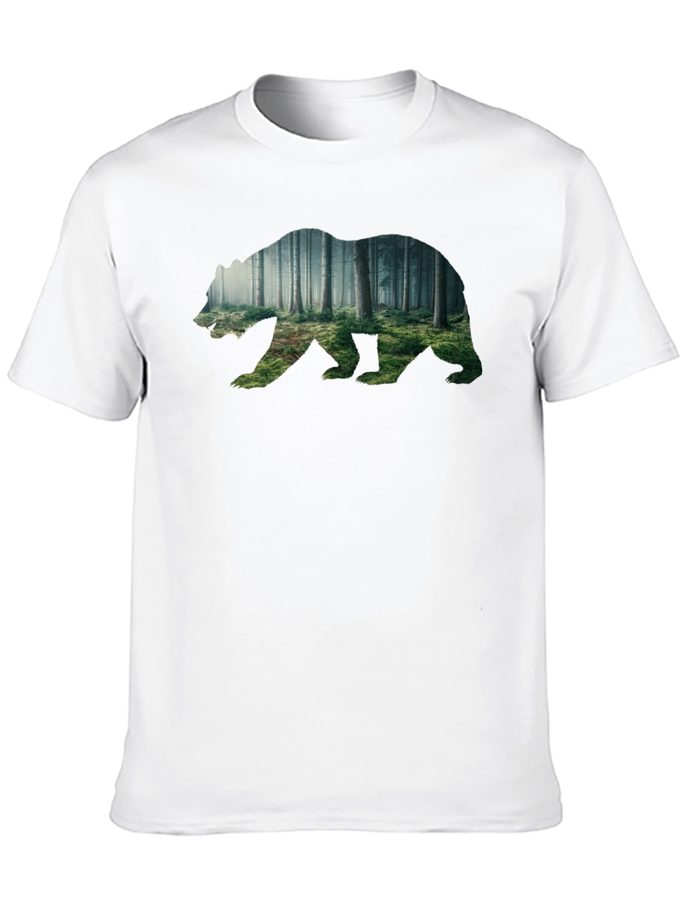 Nature Bear Graphic Tee - Soft Black Cotton Shirt