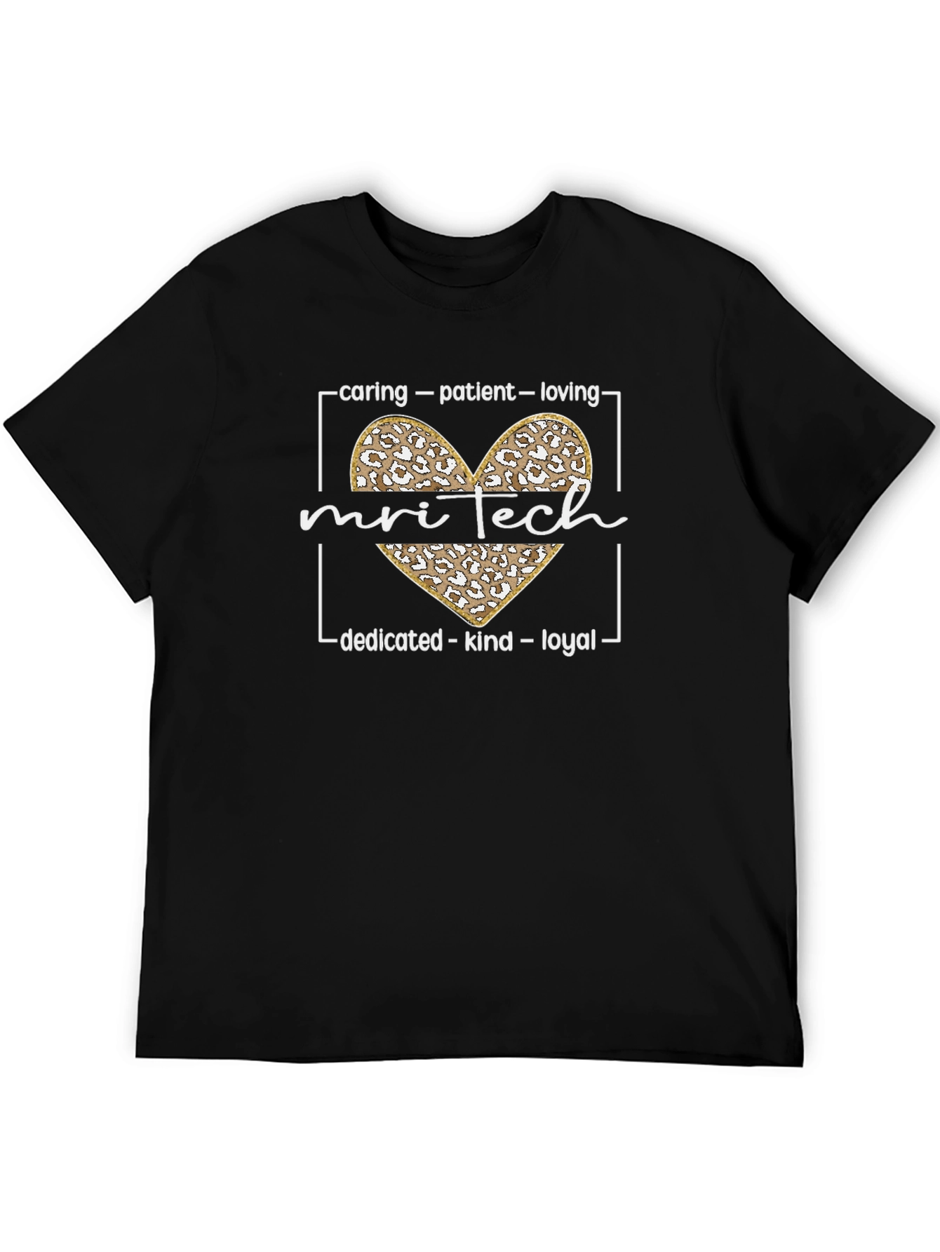 MRI Tech Leopard Heart T-Shirt - Caring Patient Loving