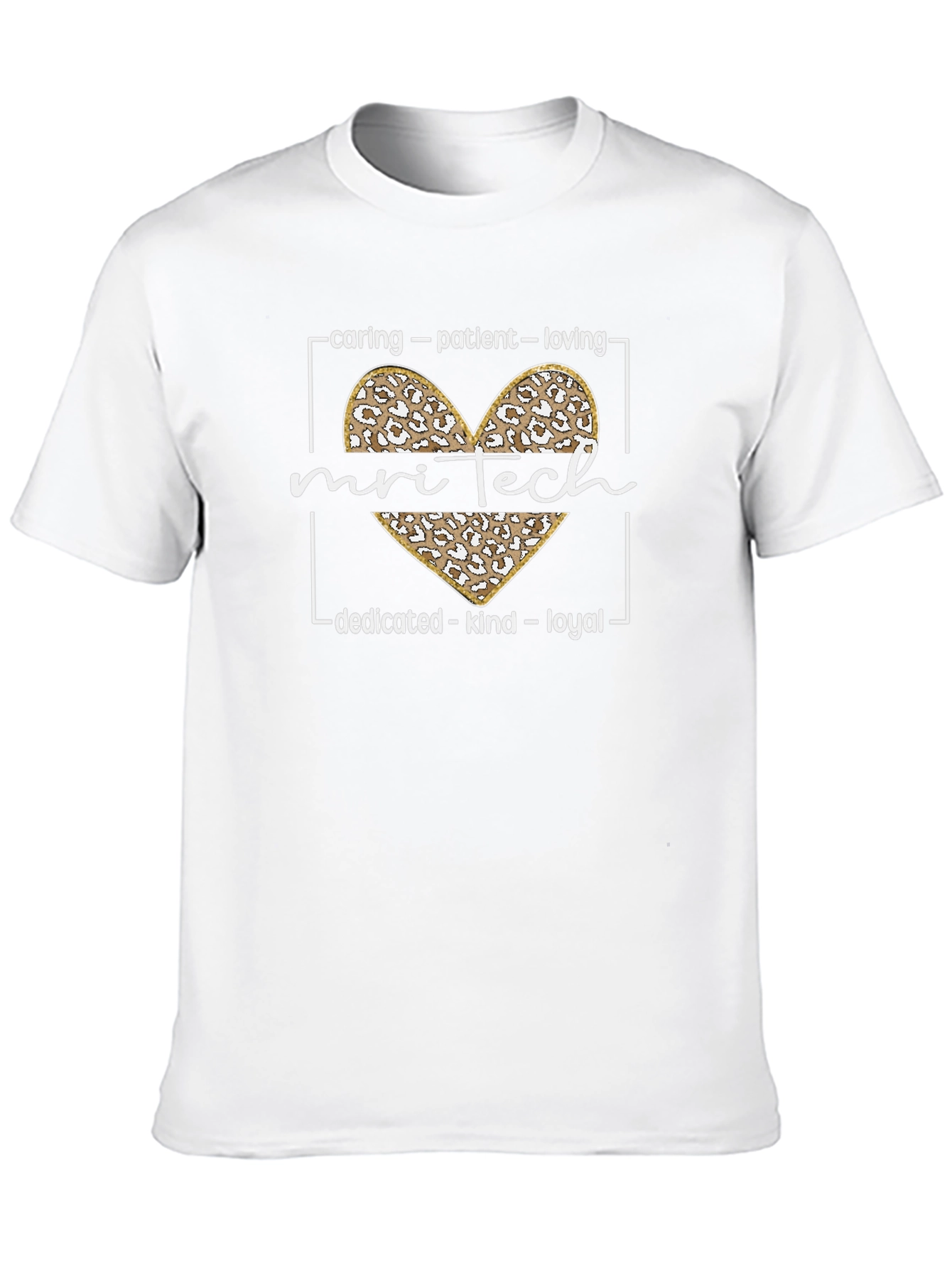 MRI Tech Leopard Heart T-Shirt - Caring Patient Loving