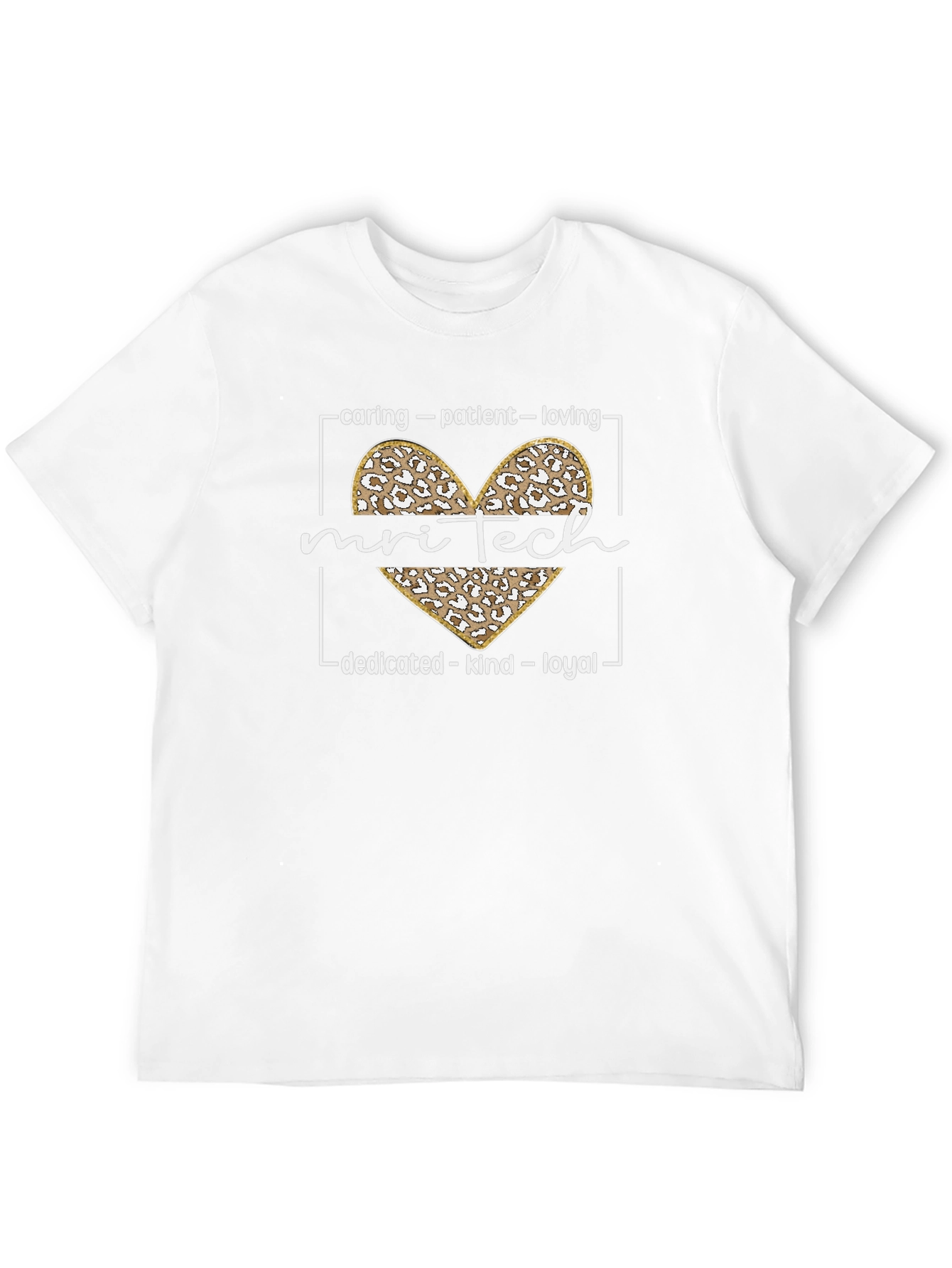 MRI Tech Leopard Heart T-Shirt - Caring Patient Loving