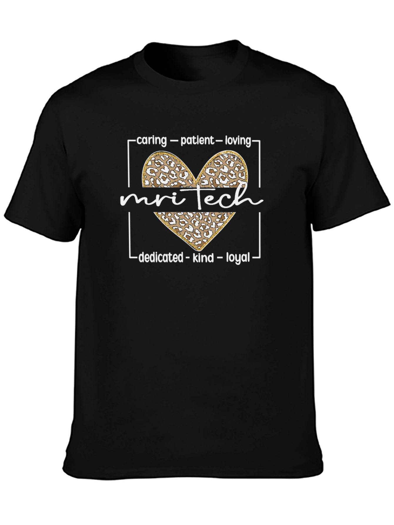 MRI Tech Leopard Heart T-Shirt - Caring Patient Loving