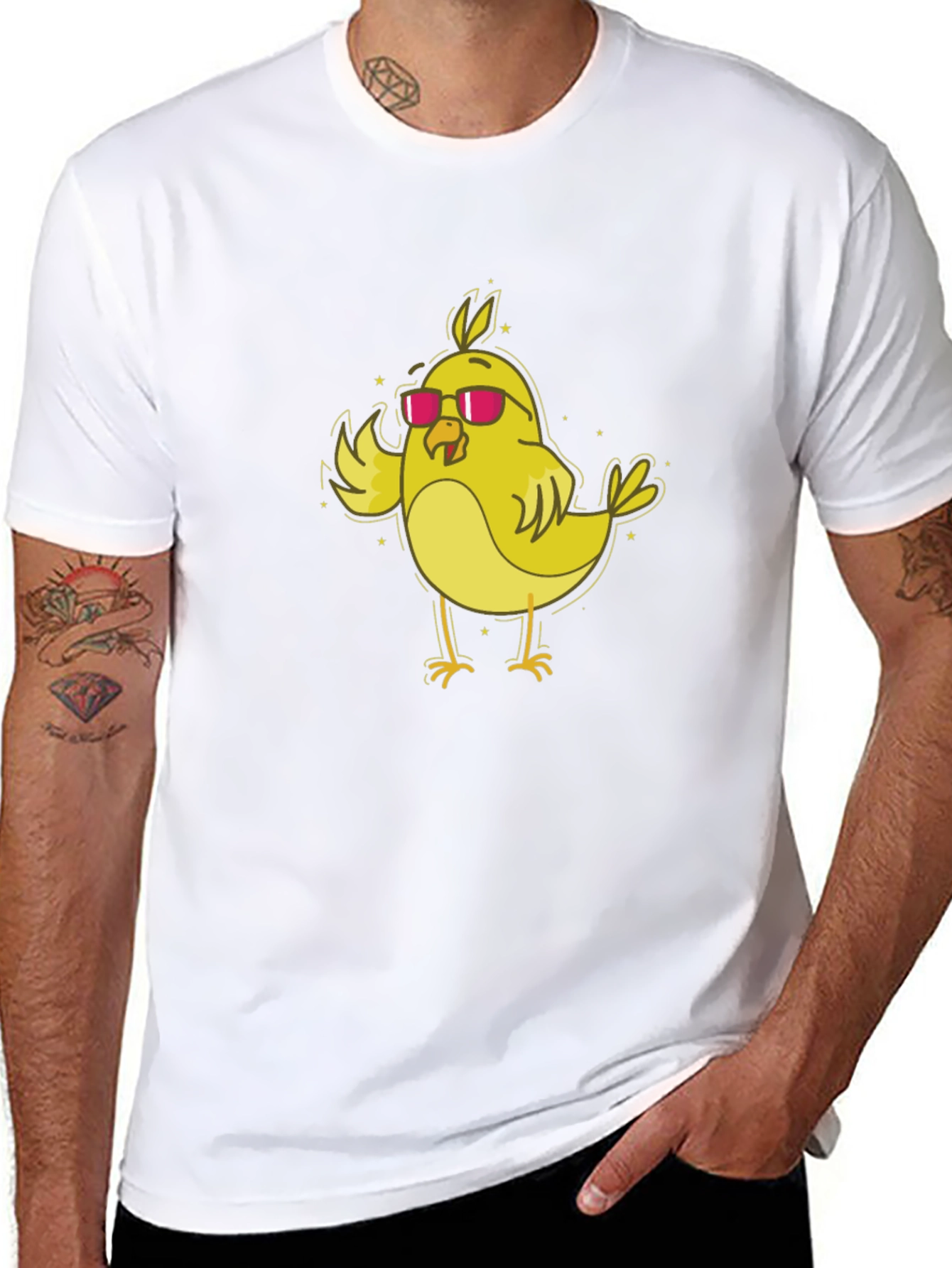 Cool Chick T-Shirt - Yellow Bird with Sunglasses