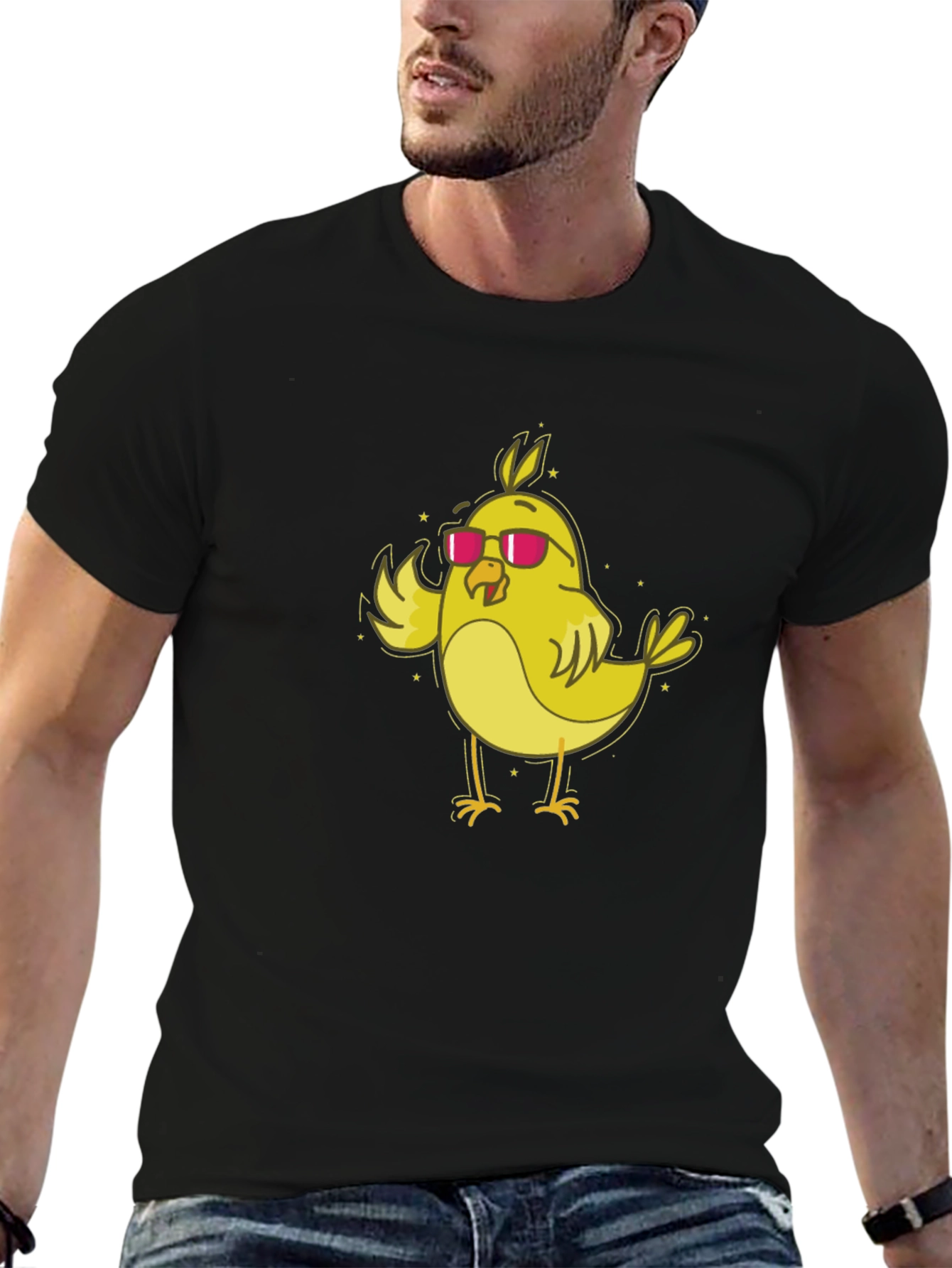 Cool Chick T-Shirt - Yellow Bird with Sunglasses