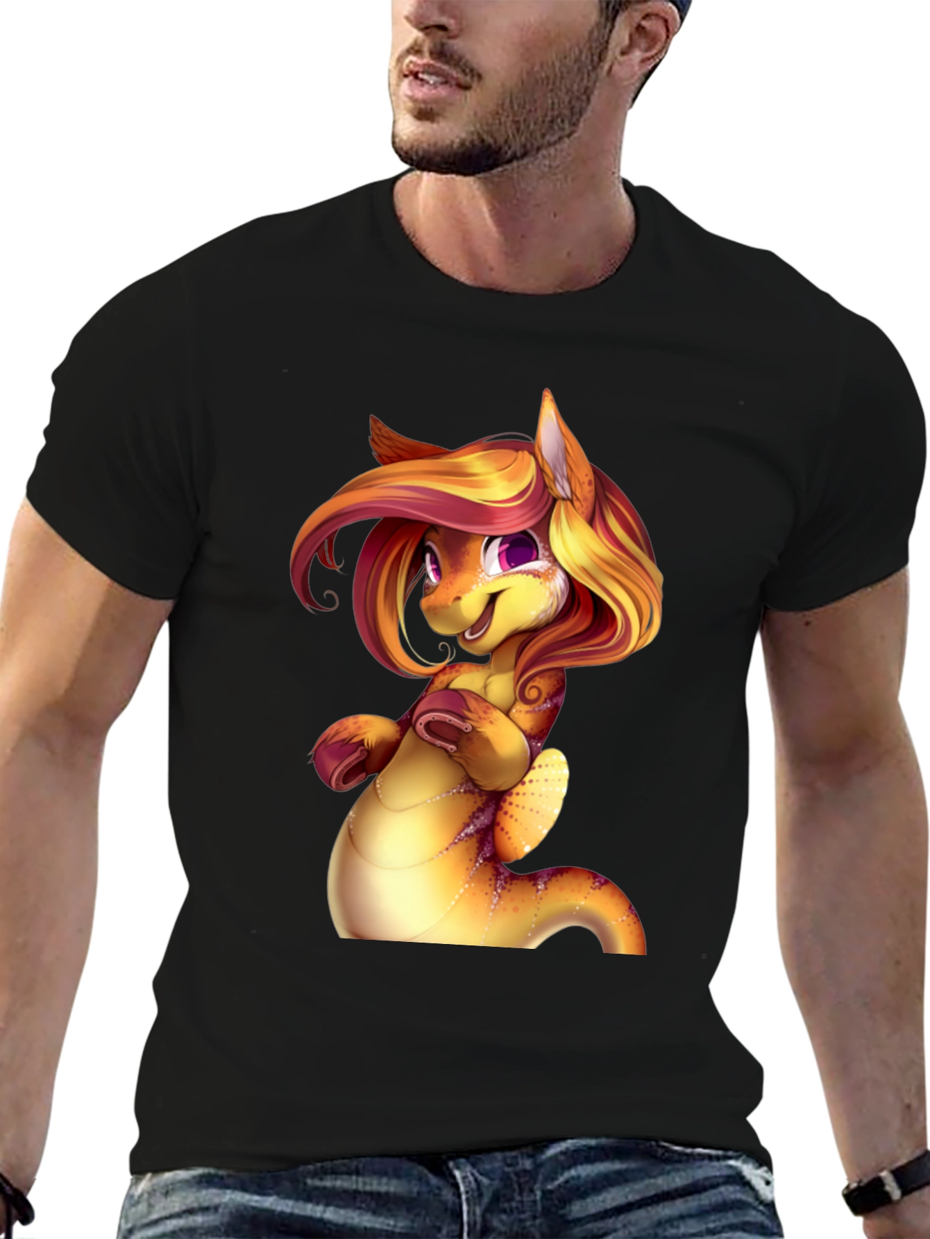 Cartoon Dragon Creature Graphic Tee Shirt