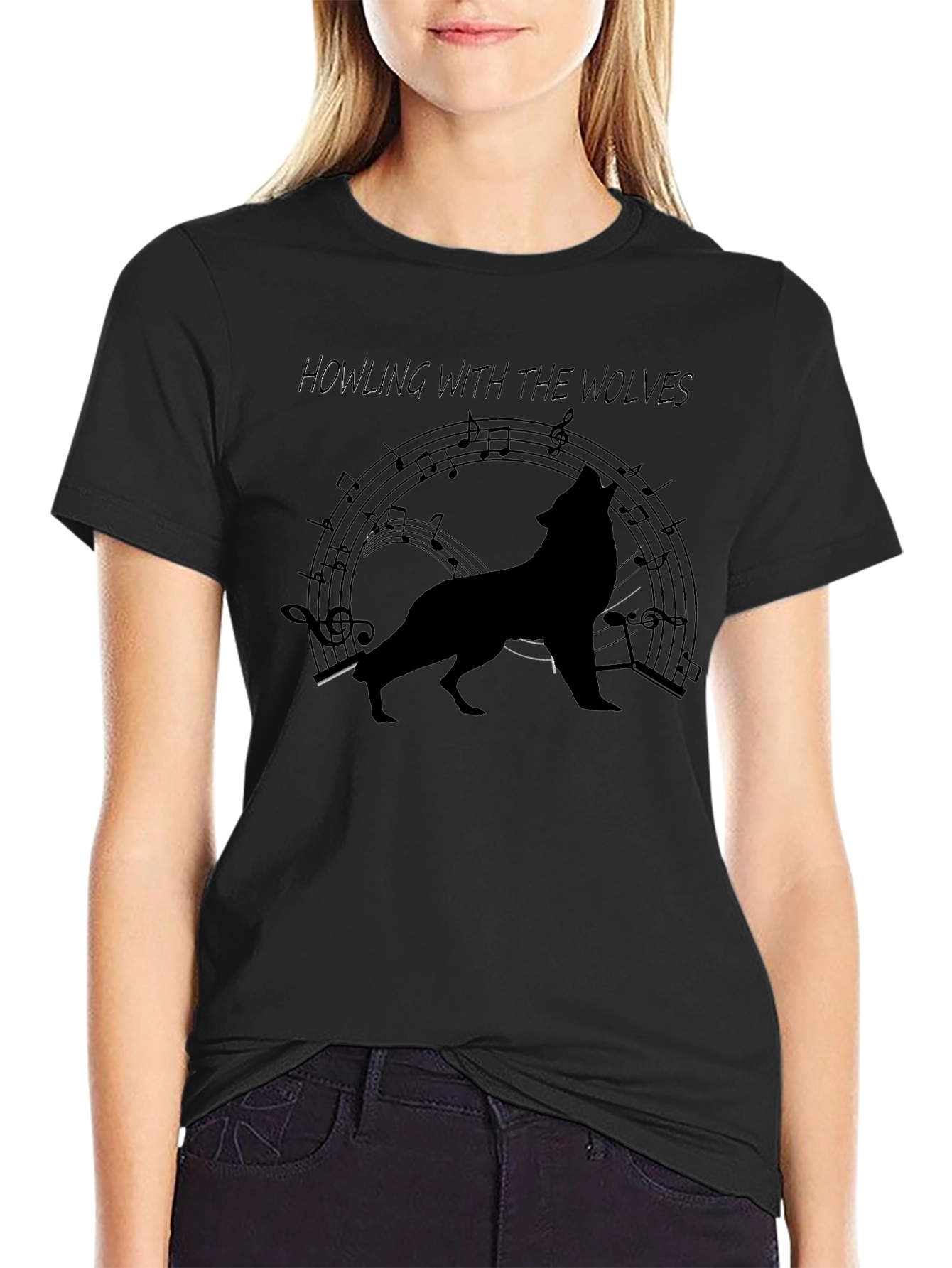 Howling Wolves Graphic Tee - Black T-Shirt