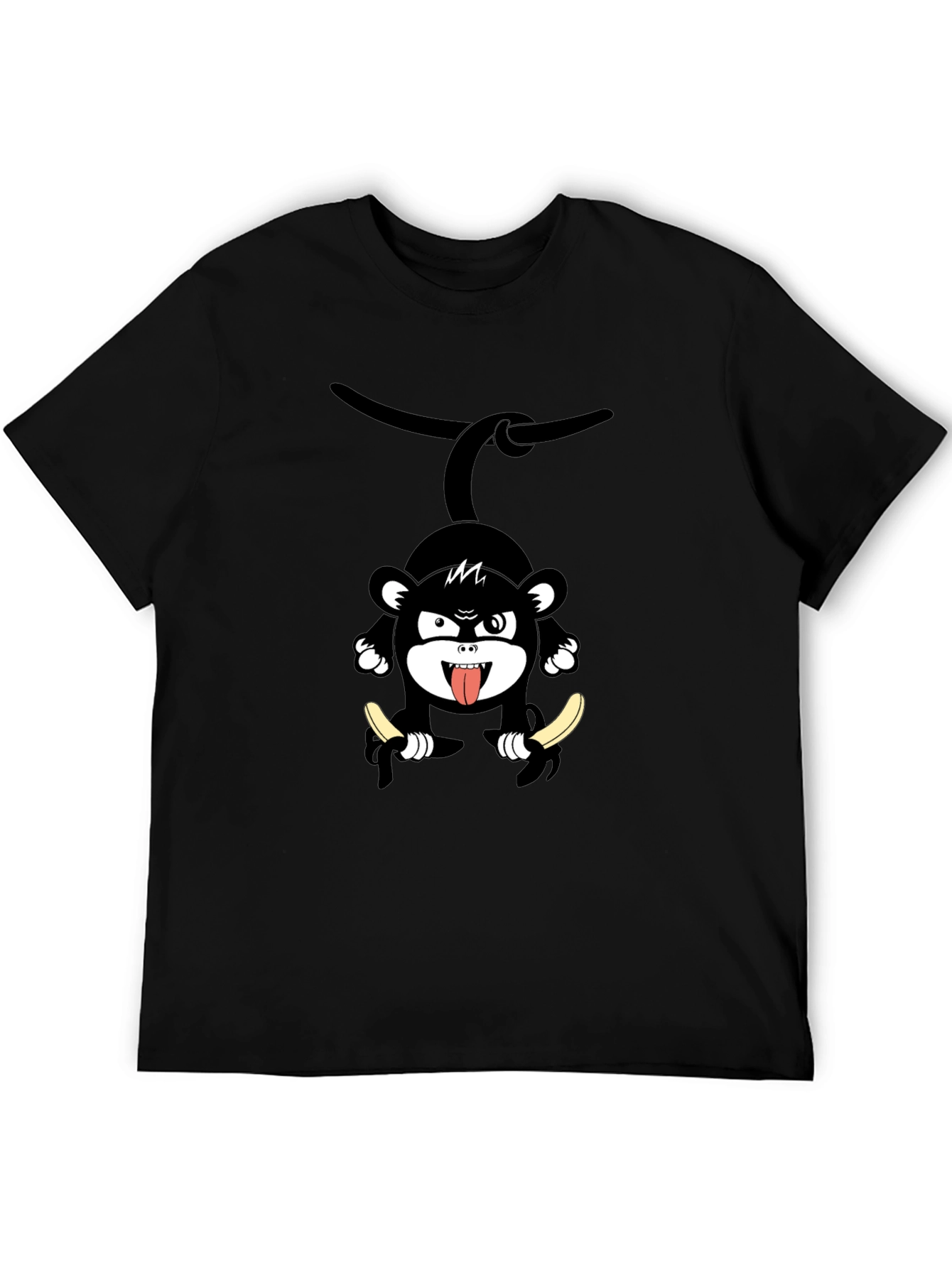 Monkey Banana Graphic Black T-Shirt