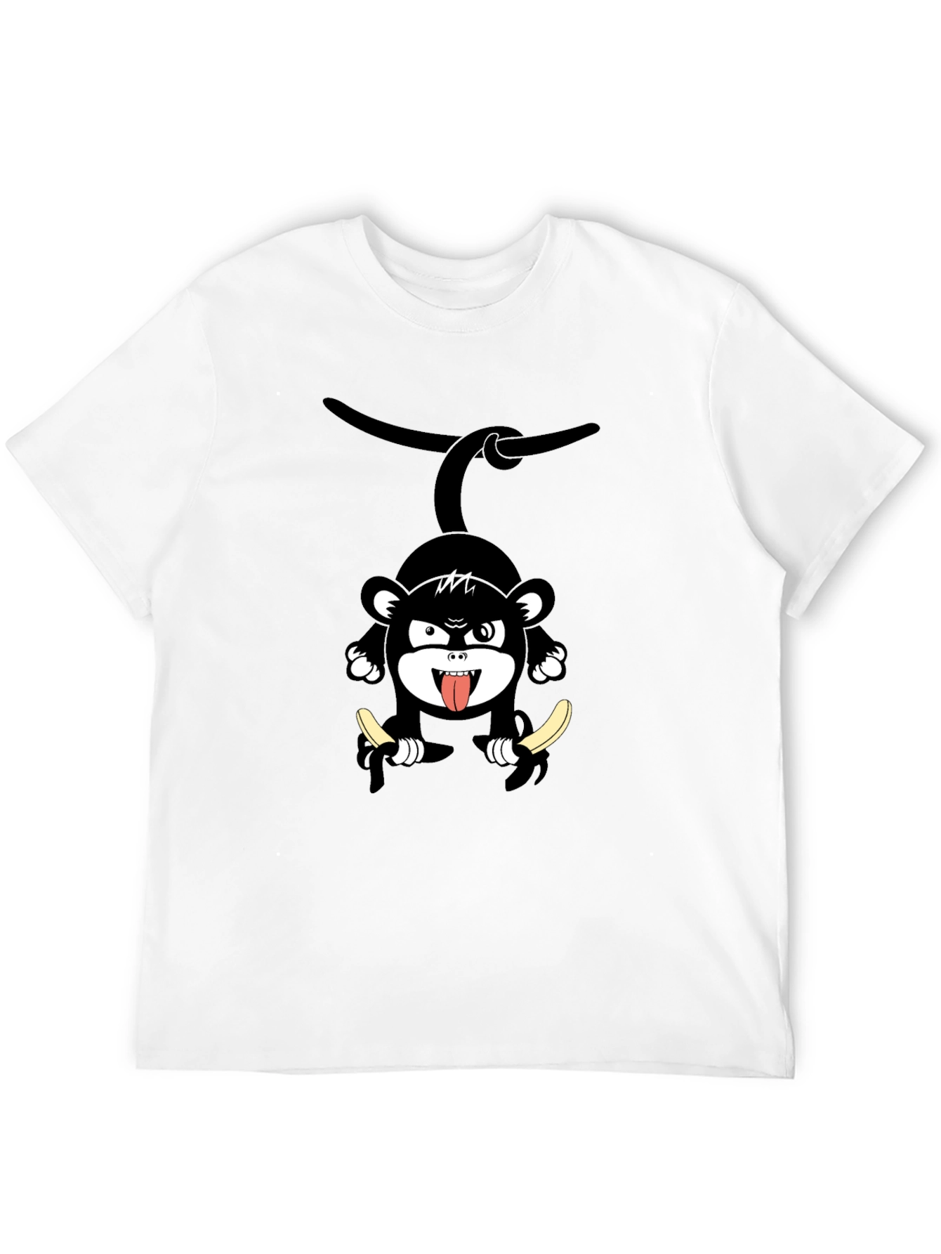 Monkey Banana Graphic Black T-Shirt