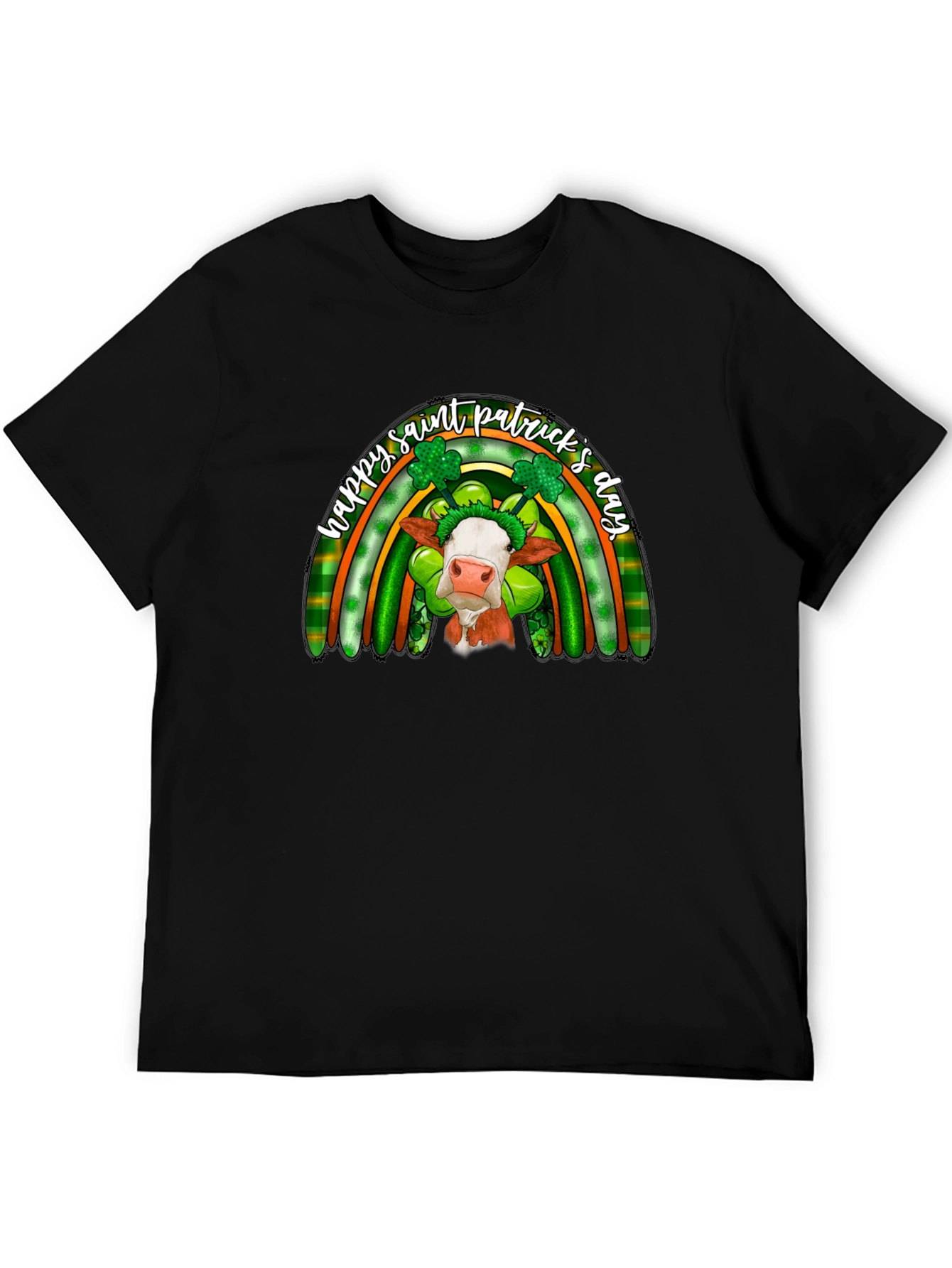 St. Patricks Day Cow Rainbow Graphic Tee