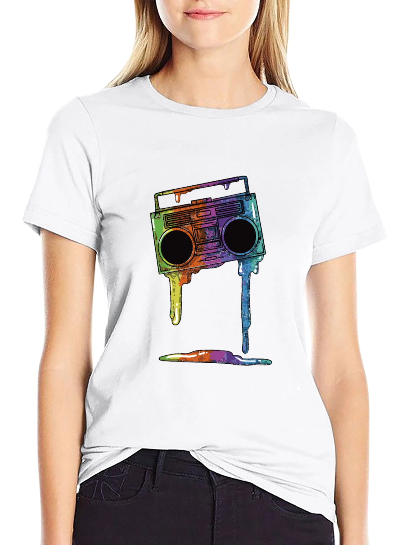 Retro Boombox Drip Graphic Tee