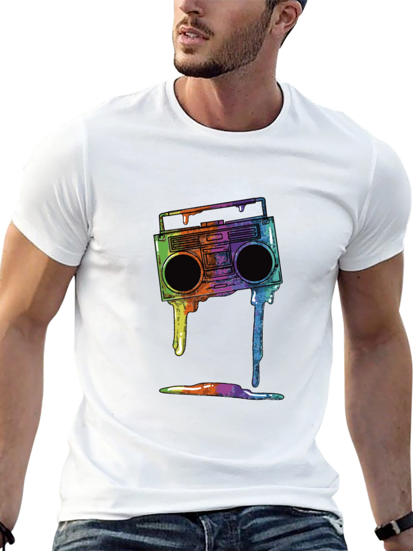 Retro Boombox Drip Graphic Tee