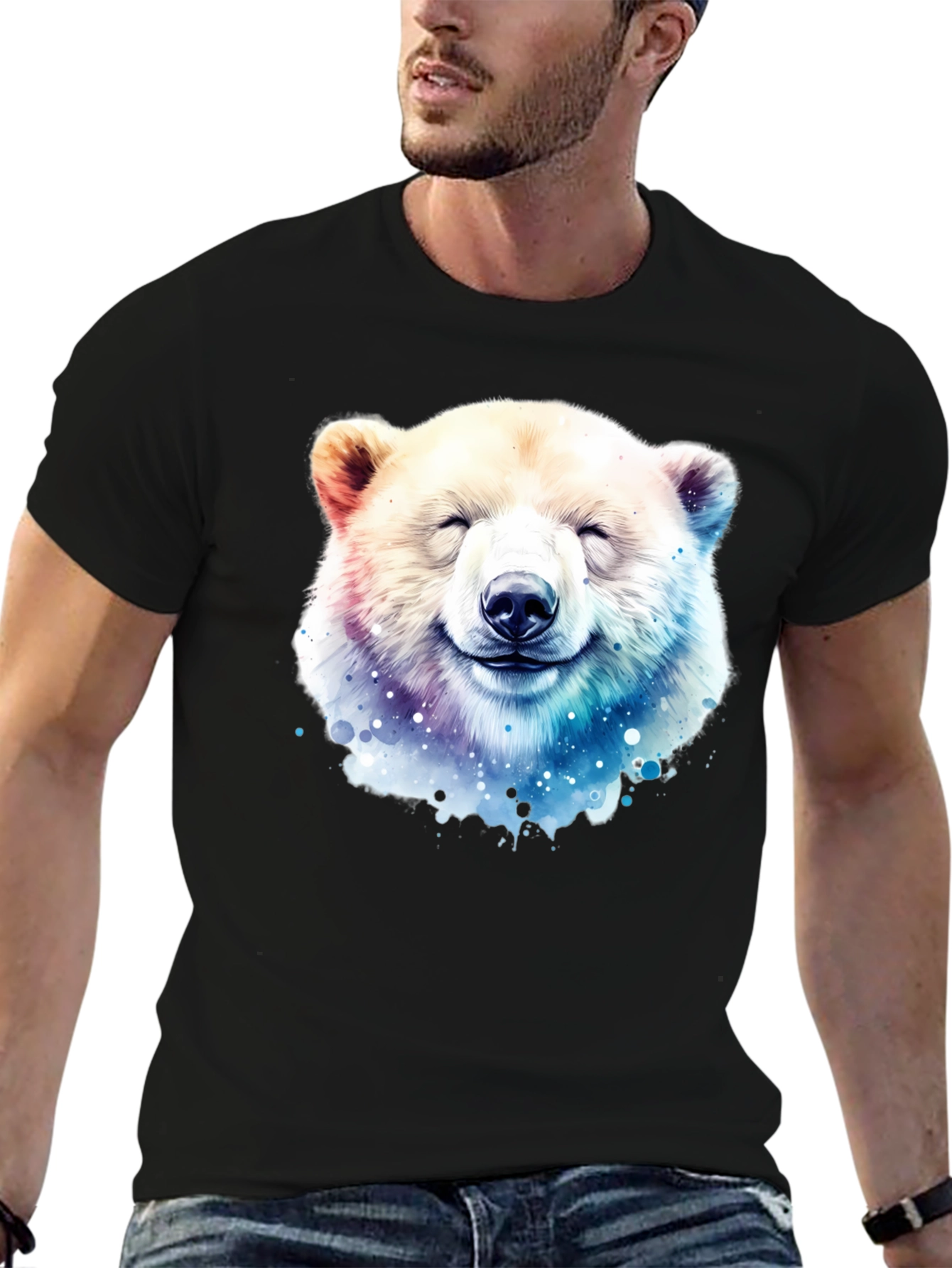 Smiling Bear Graphic Tee - Black T-Shirt