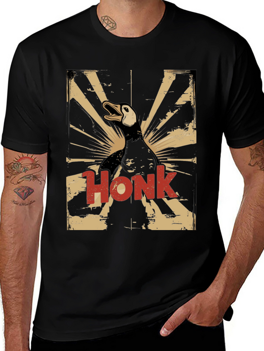 Honk Goose Graphic T-Shirt - Mens Black Crew Neck Tee