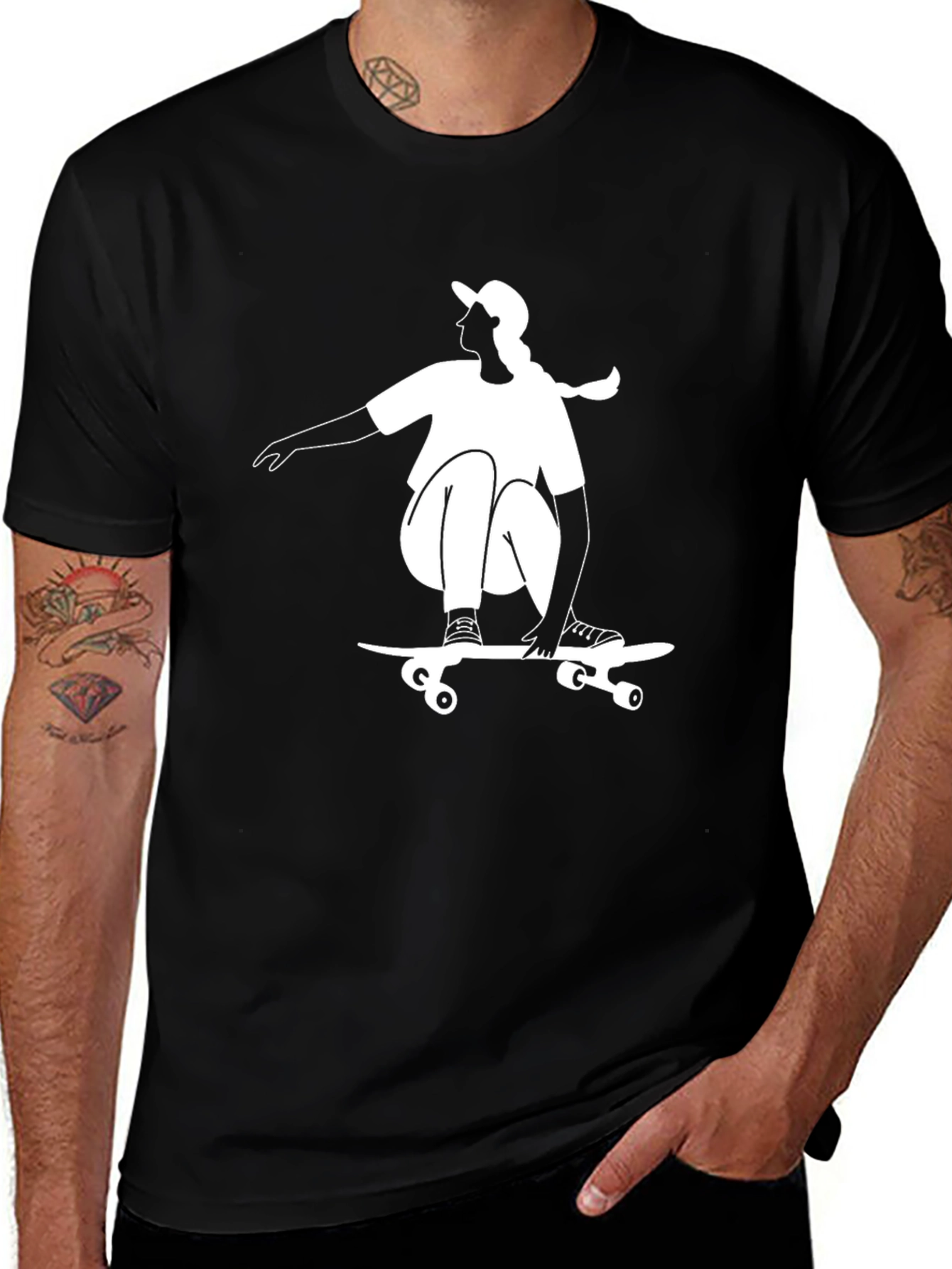 Skater Graphic Tee - Black Casual Top