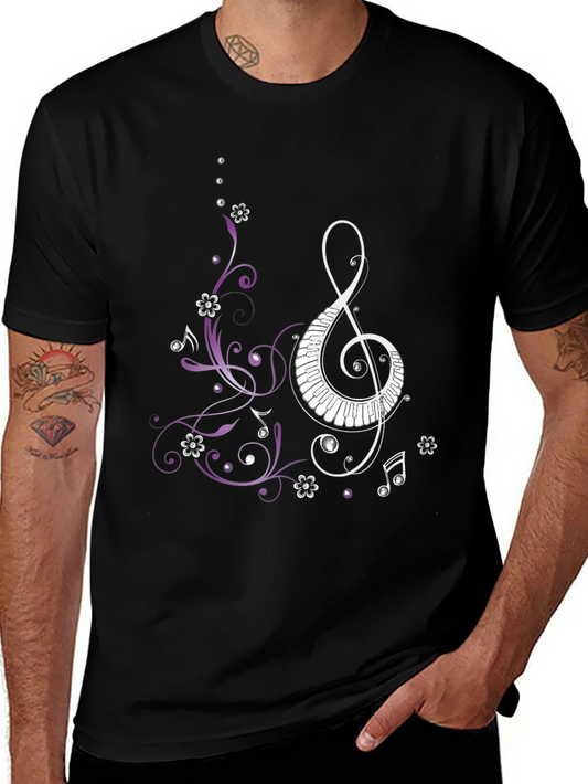 Musical Clef Piano Keys Mens Graphic T-Shirt