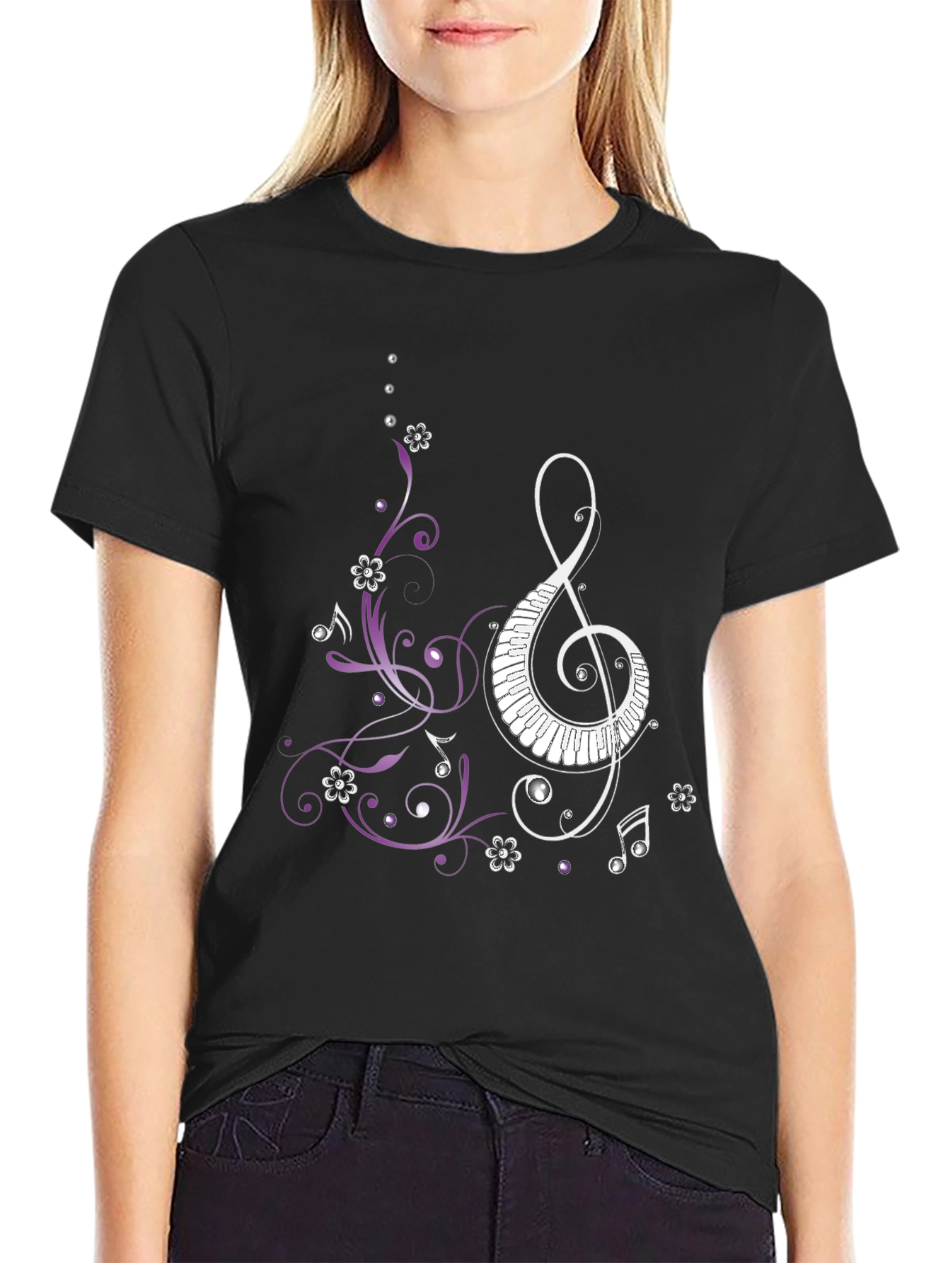 Musical Clef Piano Keys Mens Graphic T-Shirt