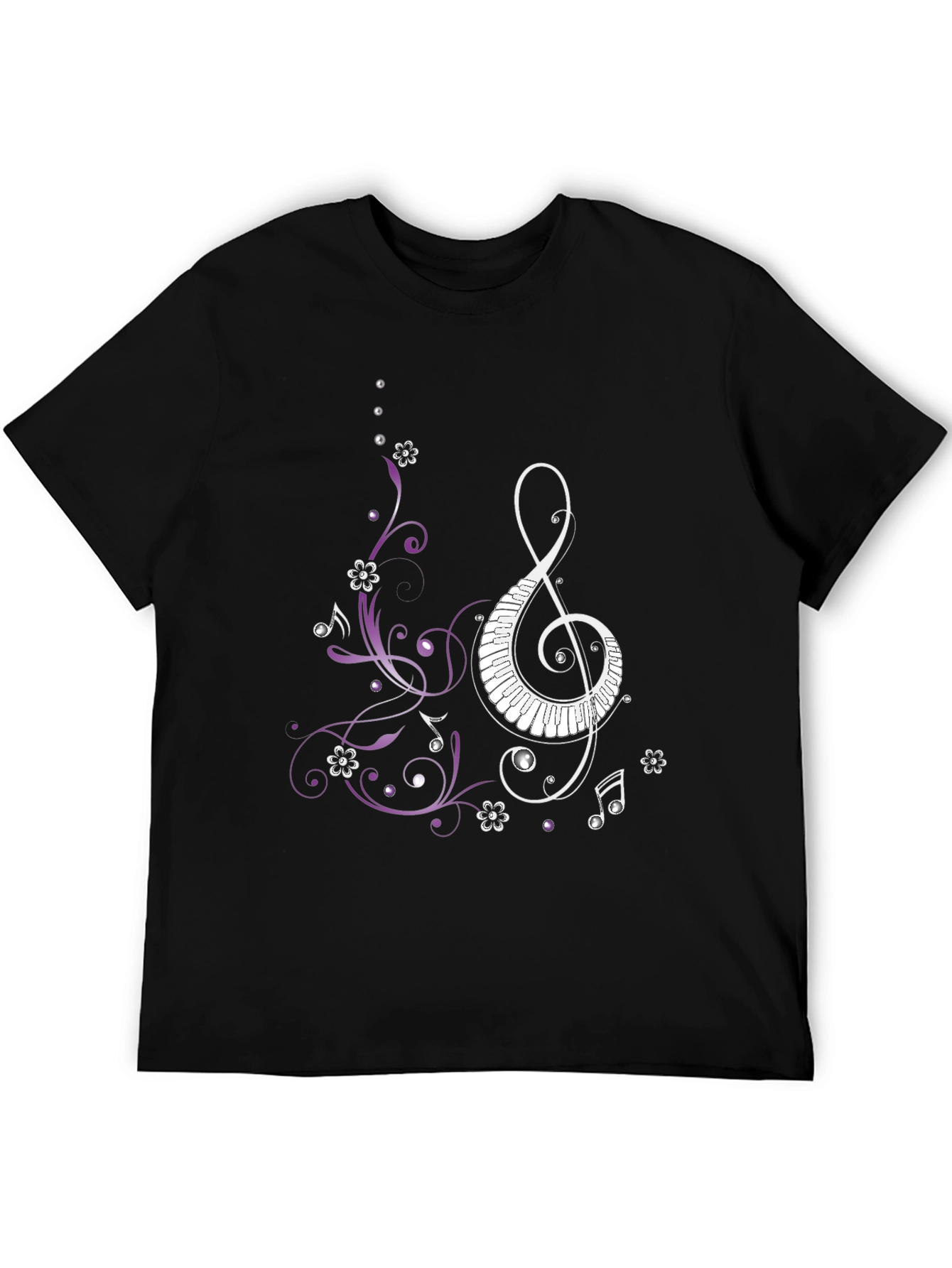 Musical Clef Piano Keys Mens Graphic T-Shirt