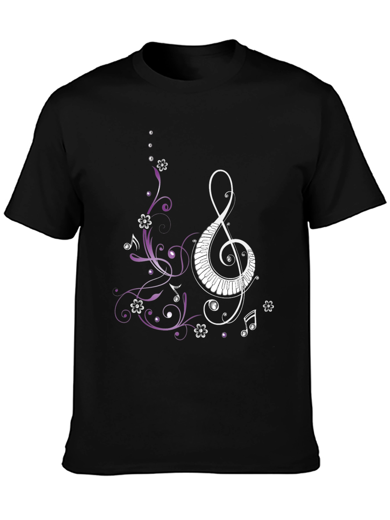 Musical Clef Piano Keys Mens Graphic T-Shirt