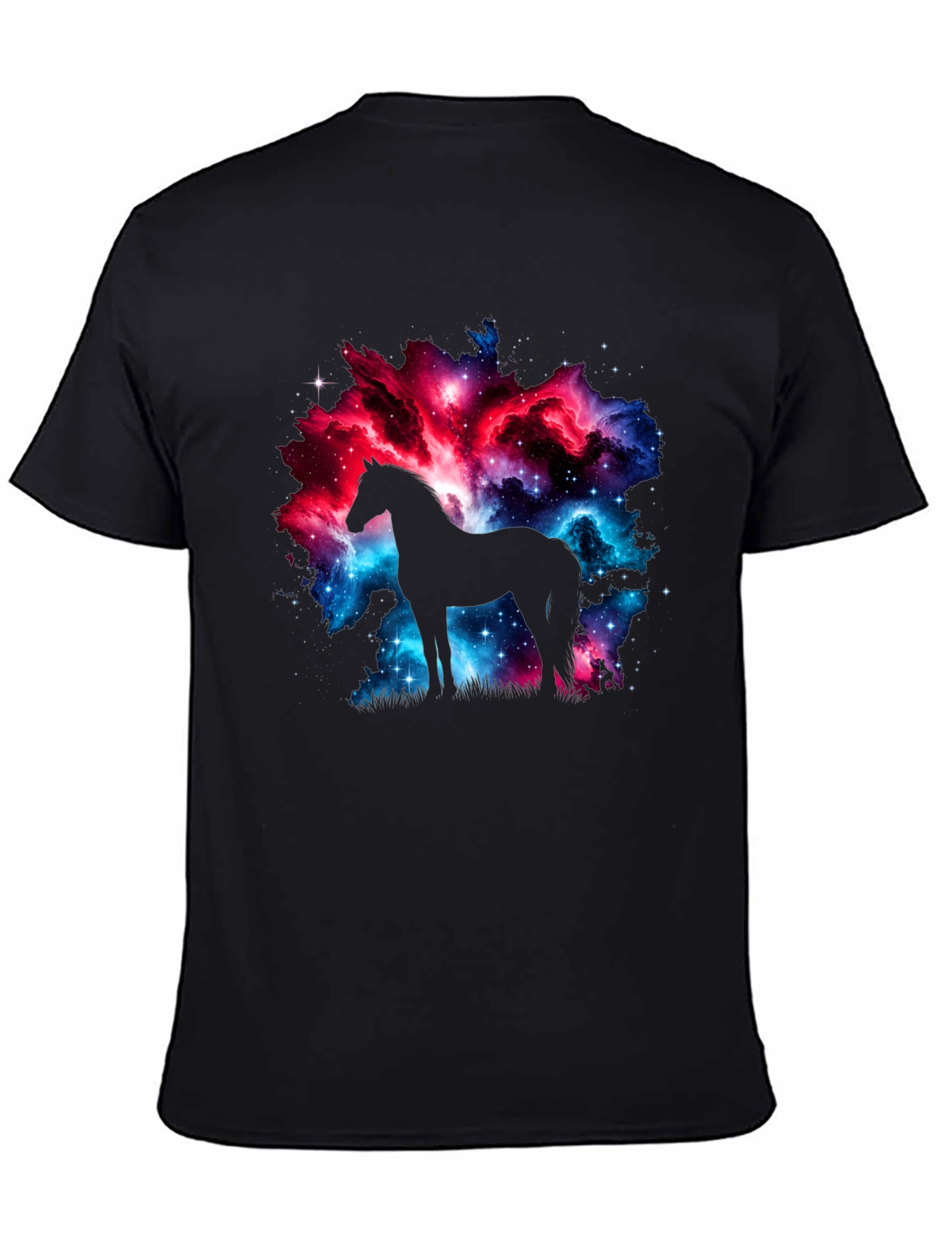 Galaxy Horse Graphic Tee - Stylish Black T-Shirt