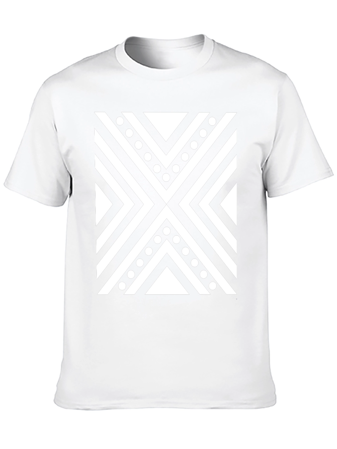 Black Tee with Geometric X Pattern
