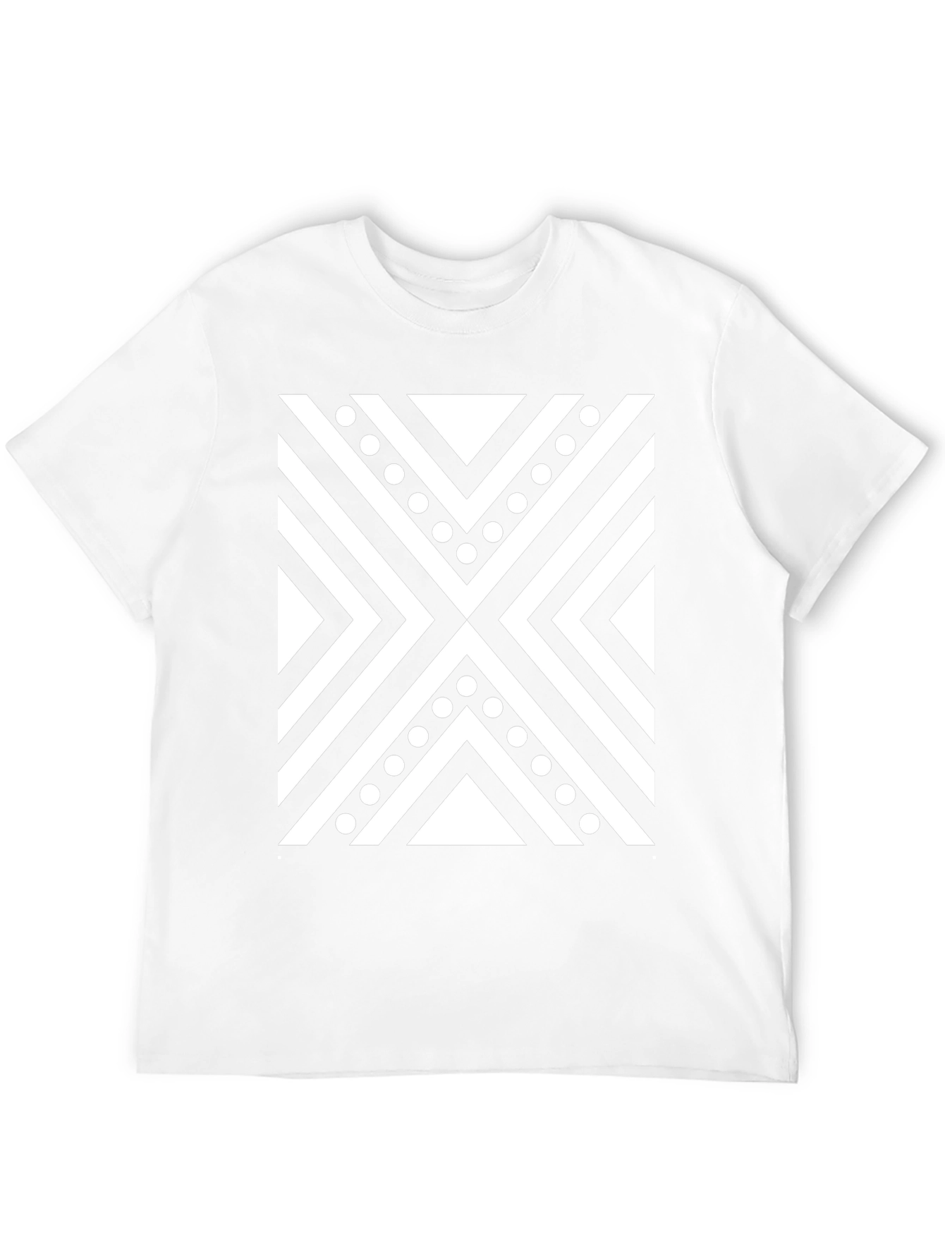 Black Tee with Geometric X Pattern