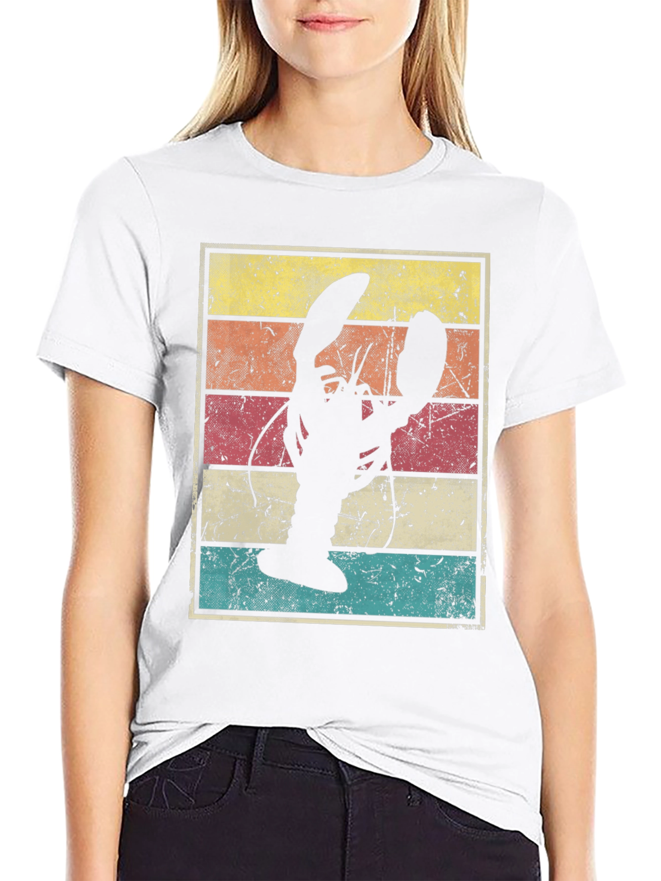 Retro Lobster Graphic Tee - Distressed Design