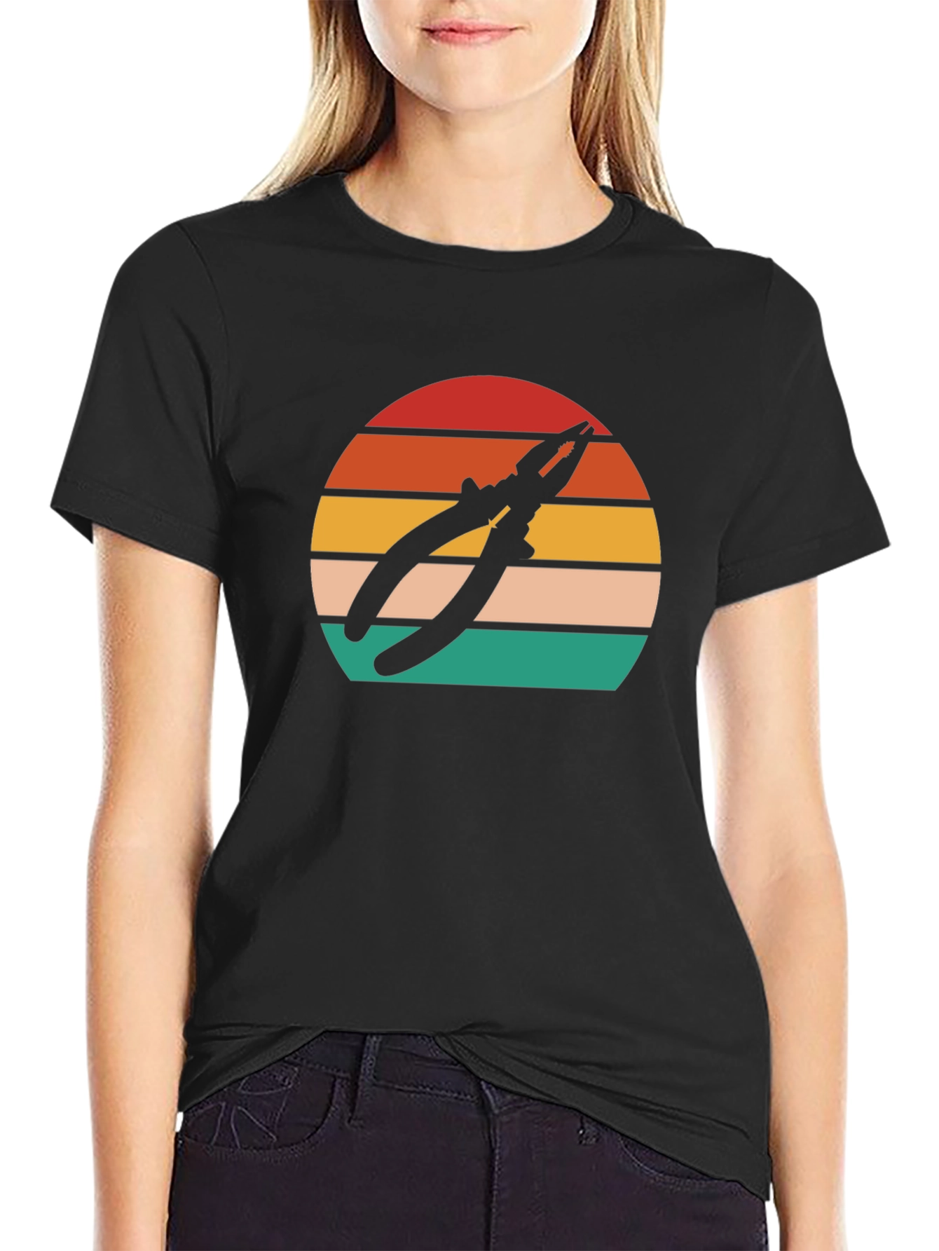 Pliers Sunset Graphic T-Shirt - Black Cotton Tee