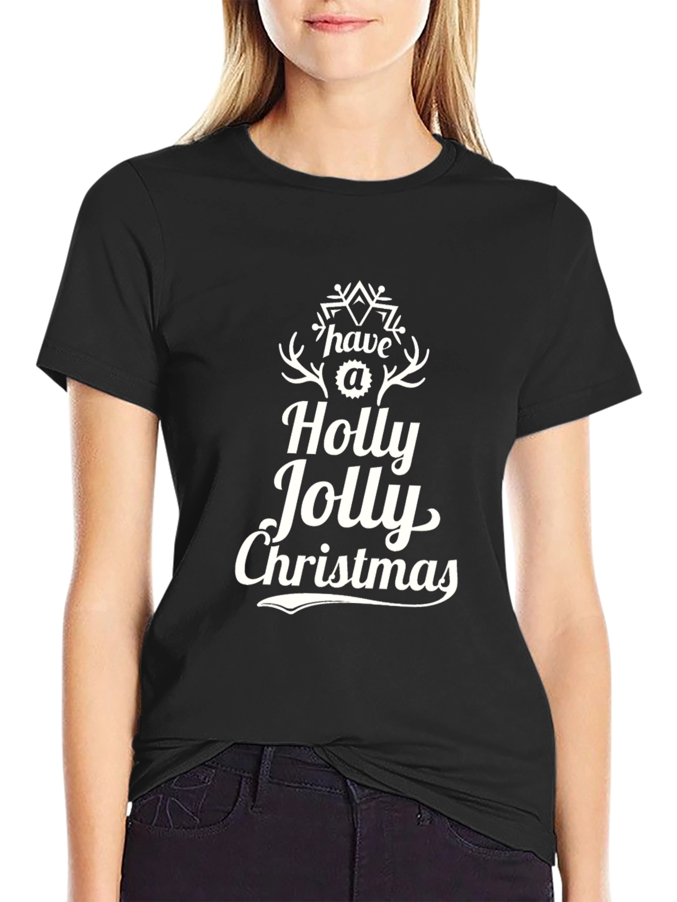 Holly Jolly Christmas T-Shirt - Black