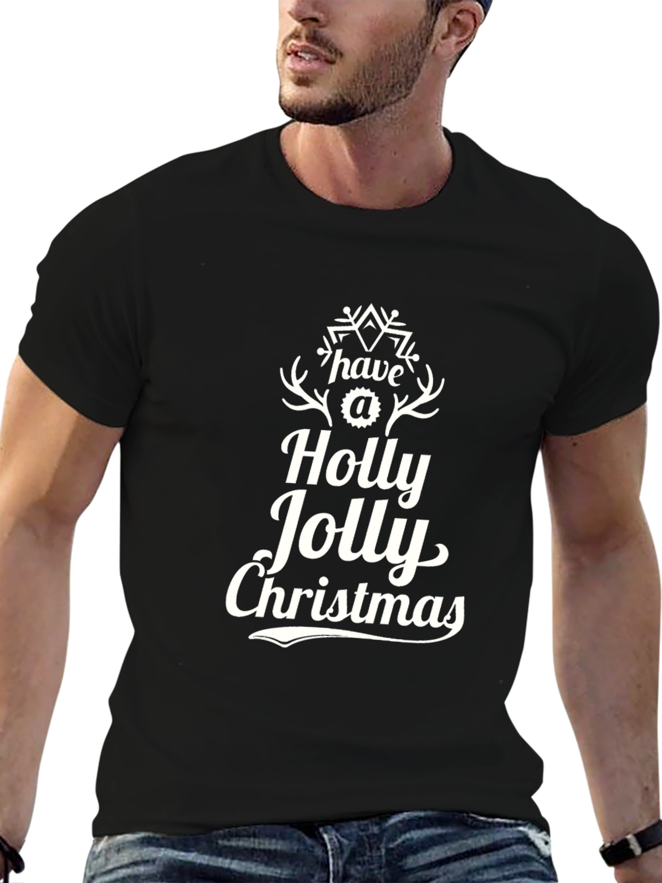 Holly Jolly Christmas T-Shirt - Black