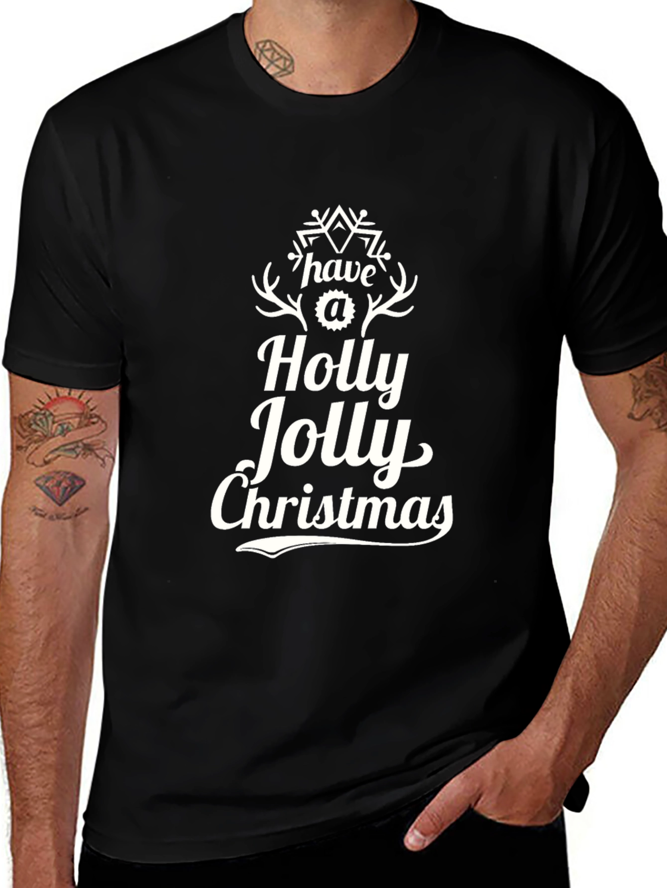 Holly Jolly Christmas T-Shirt - Black